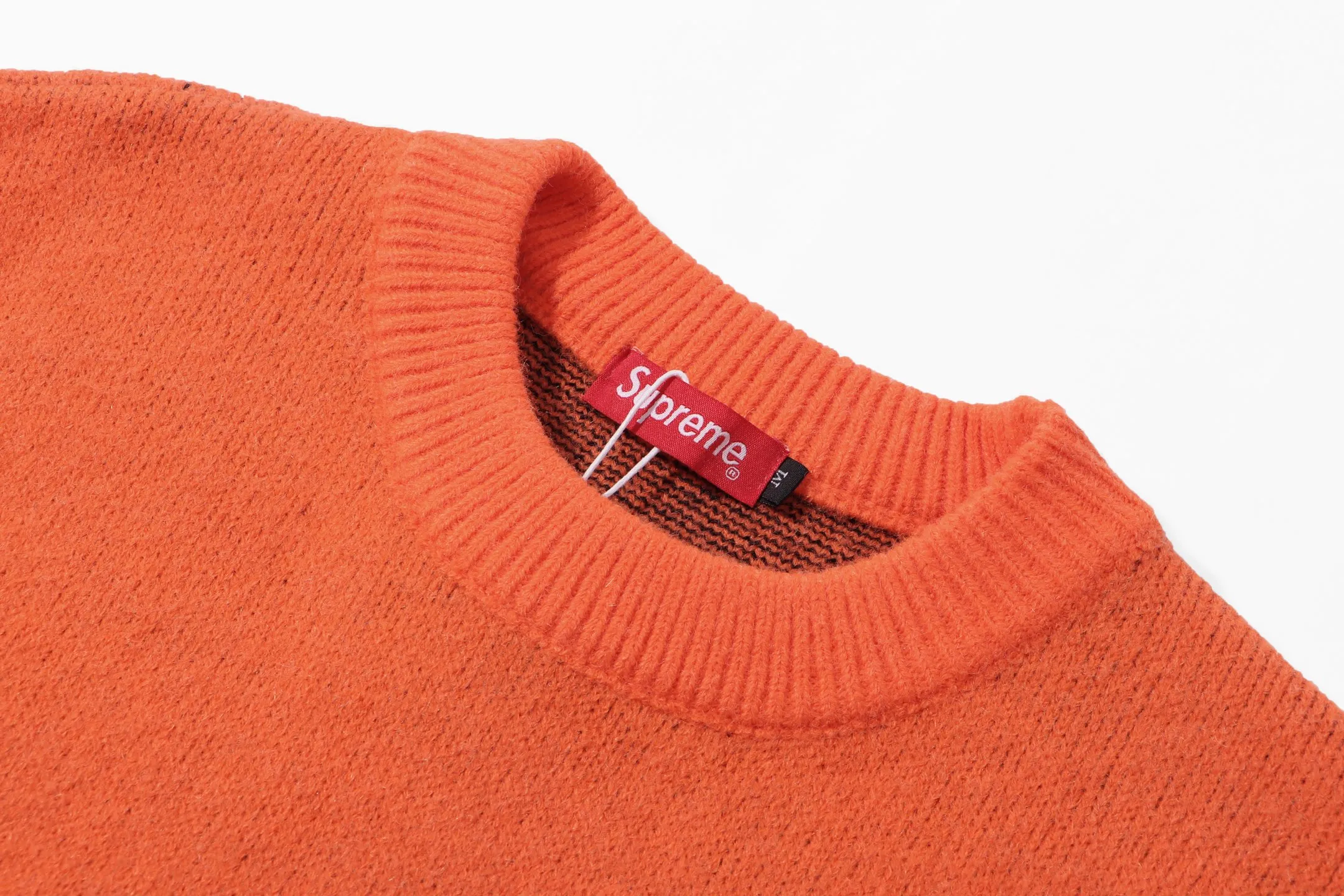 P280 Sup letter cross on the back round neck knitted wool sweater Color: Gray Black Orange Size: S M L XL XXL