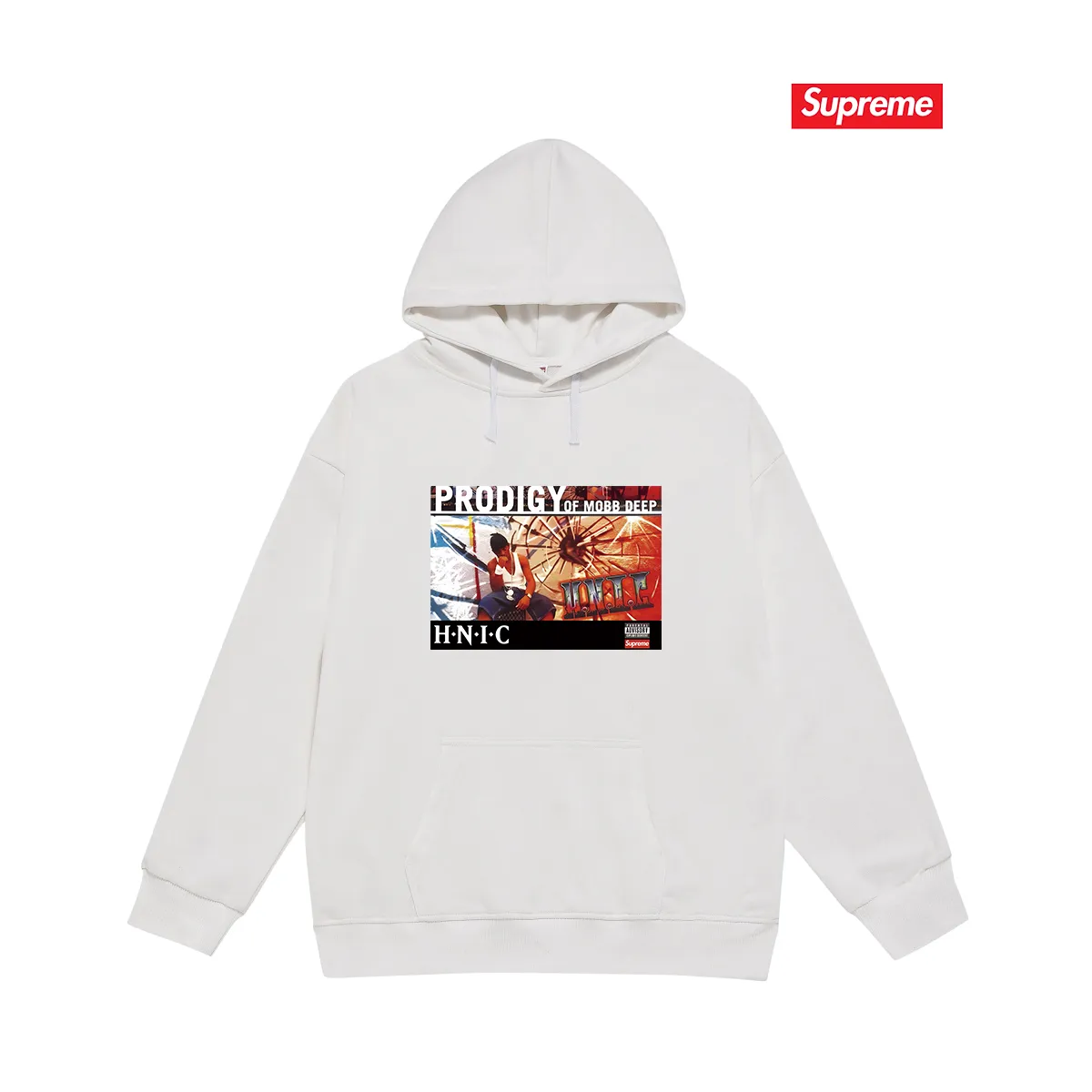 Style No. S2008 #terry P160💰 Velvet P170💰 Supreme Week 1 HNIC Tee rapper print hooded sweatshirt Made of 400g large terry 430g silver fox velvet (drop shoulder large version) fabric, soft texture and no pilling Imported environmentally friendly printing glue The pattern is bright and three-dimensional Quality 💥Same style for men and women The upper body is trendy Color: black white gray Size: S M L XL XXL