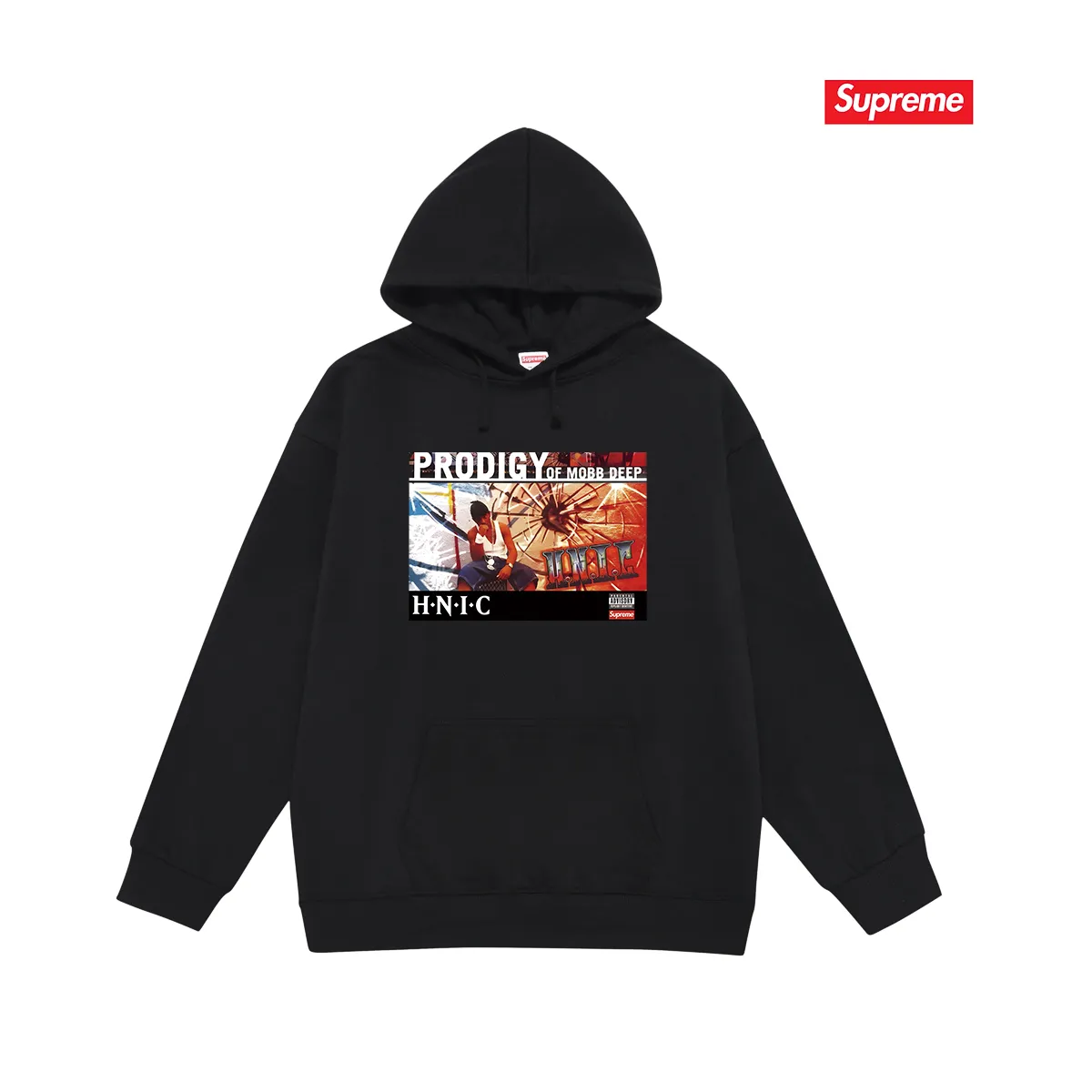 Style No. S2008 #terry P160💰 Velvet P170💰 Supreme Week 1 HNIC Tee rapper print hooded sweatshirt Made of 400g large terry 430g silver fox velvet (drop shoulder large version) fabric, soft texture and no pilling Imported environmentally friendly printing glue The pattern is bright and three-dimensional Quality 💥Same style for men and women The upper body is trendy Color: black white gray Size: S M L XL XXL