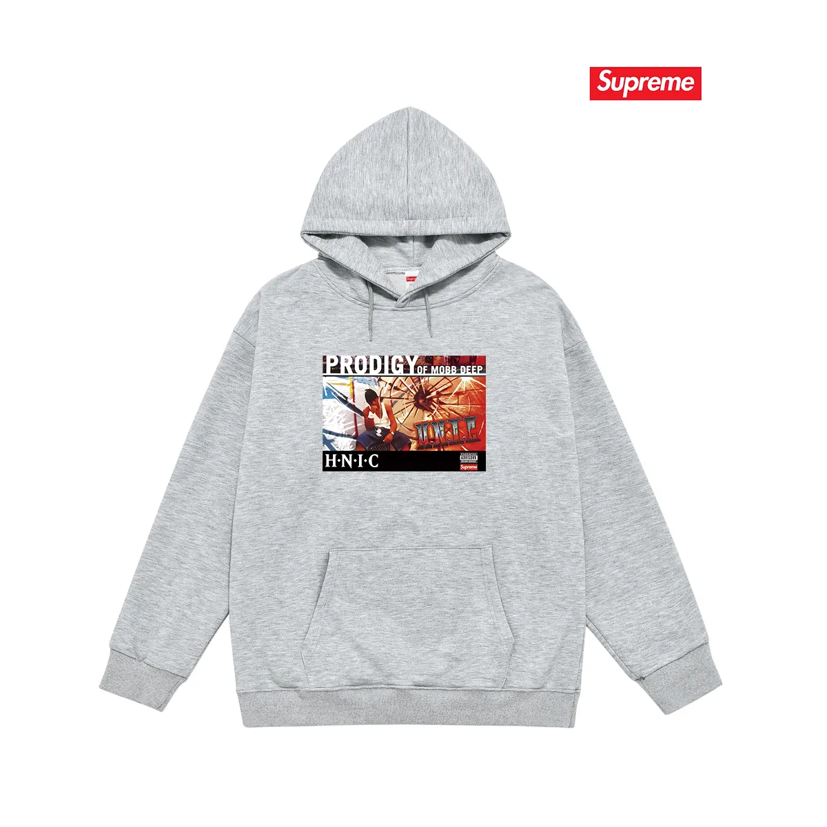 Style No. S2008 #terry P160💰 Velvet P170💰 Supreme Week 1 HNIC Tee rapper print hooded sweatshirt Made of 400g large terry 430g silver fox velvet (drop shoulder large version) fabric, soft texture and no pilling Imported environmentally friendly printing glue The pattern is bright and three-dimensional Quality 💥Same style for men and women The upper body is trendy Color: black white gray Size: S M L XL XXL