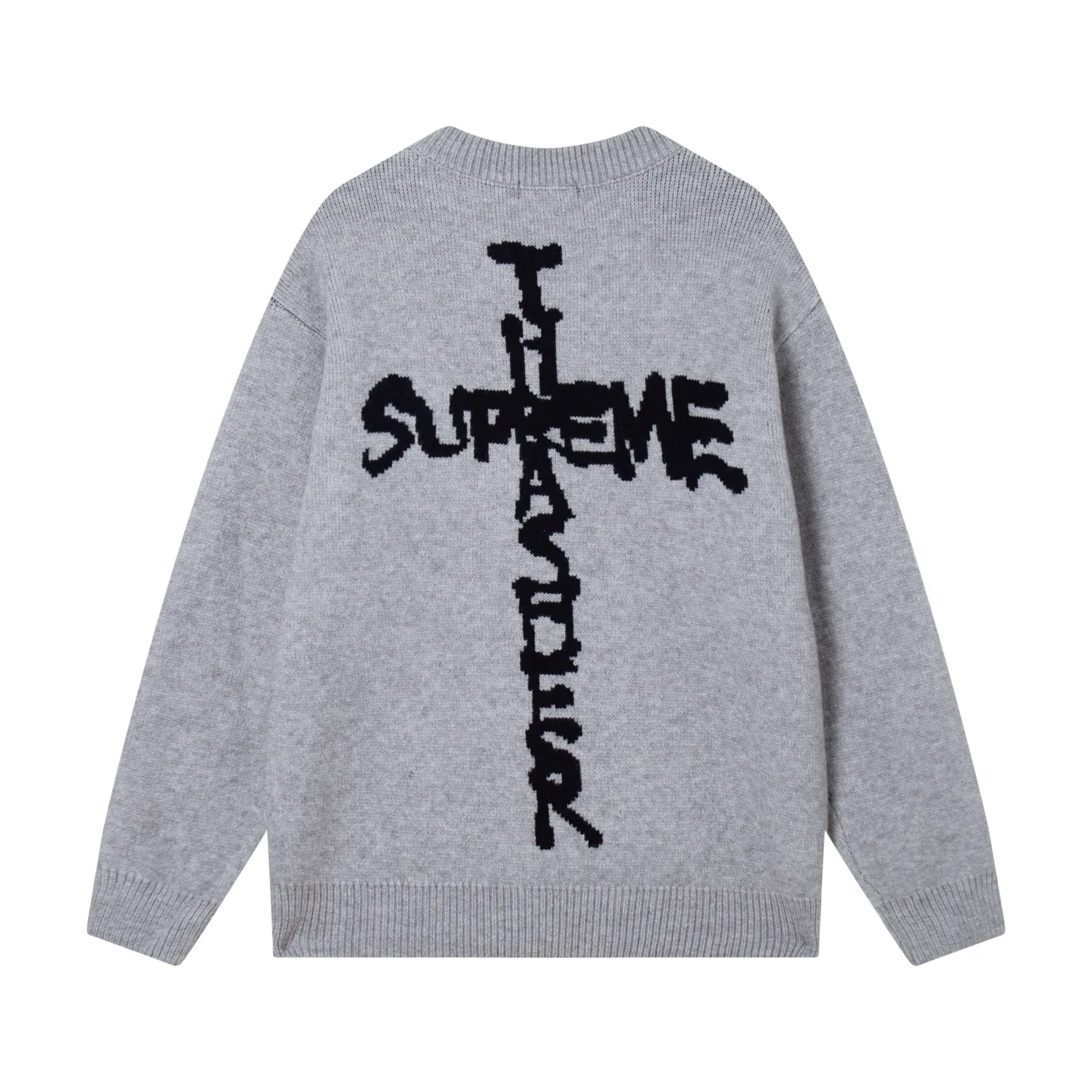 P280 Sup Letter cross on the back Round neck knitted wool Color: Gray Black Orange Size: S M L XL XXL