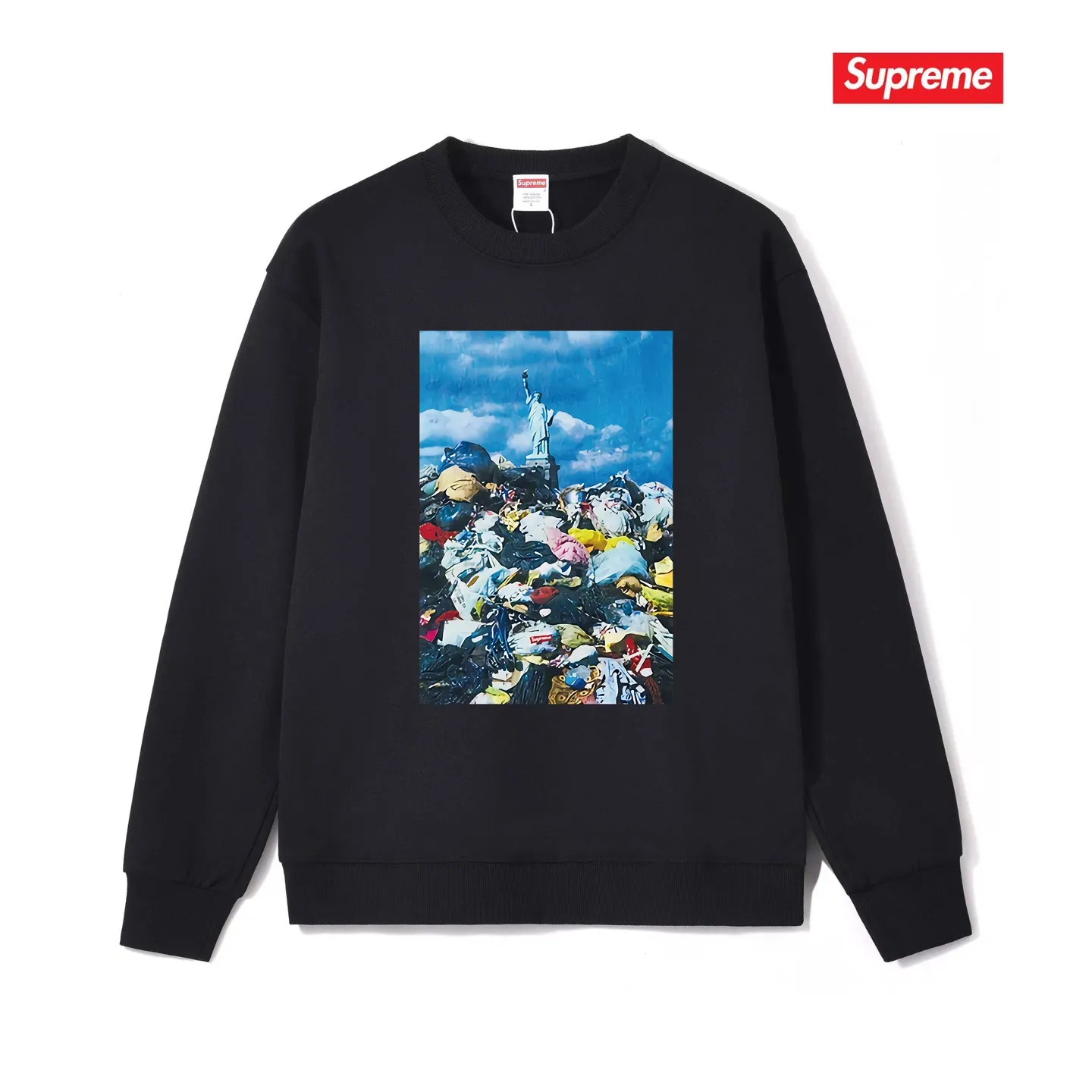 Style No. S1123 #terryp150💰Fleece 160💰SupremeFW22Week1Trash Tee landscape pattern printed round neck sweatshirt Made of 400g large terry (drop shoulder large version) fabric, soft texture and no pilling Imported environmentally friendly printing glue The pattern is bright and three-dimensional Quality💥Same style for men and women The upper body is trendy Color: black white gray Size: S M L XL XXL