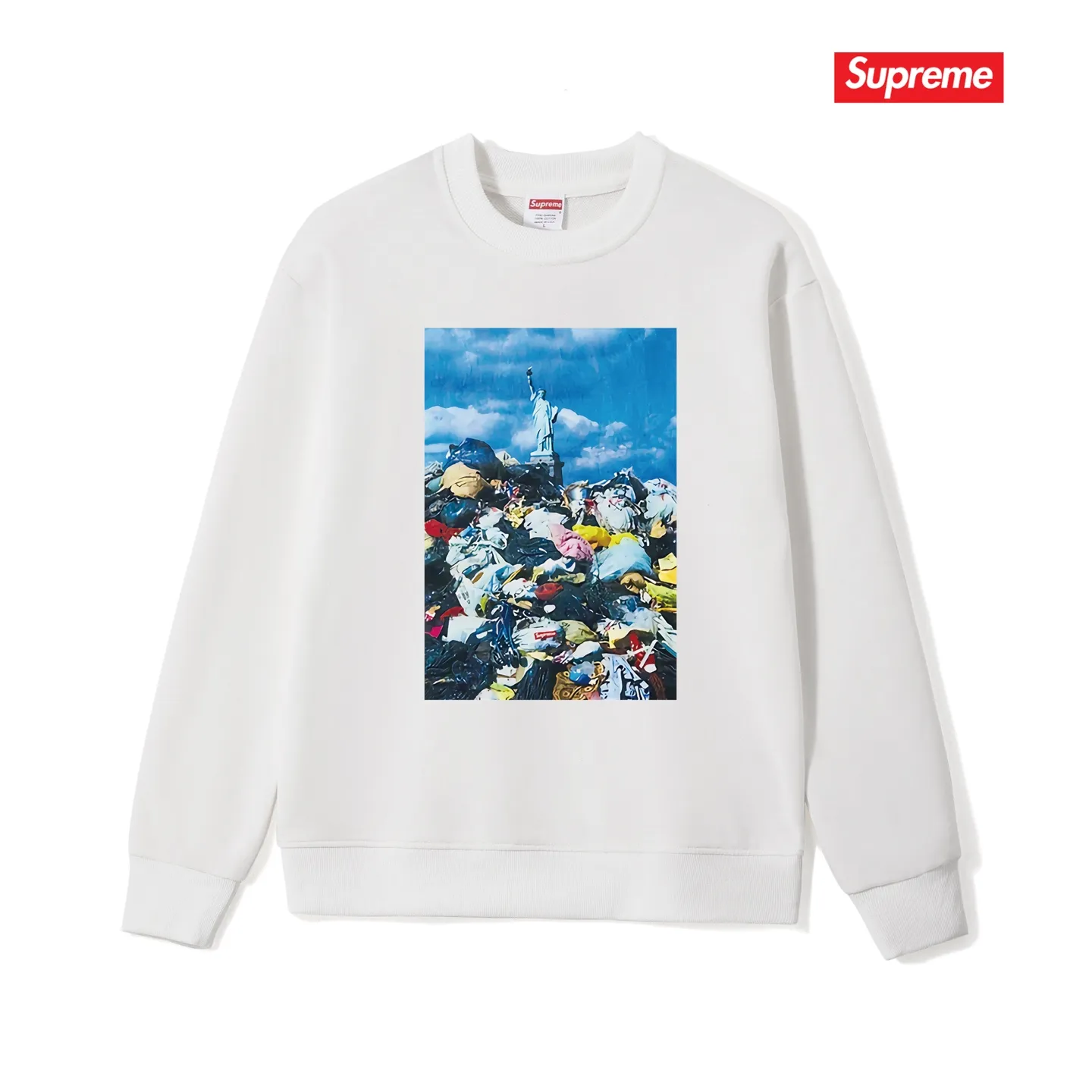 Style No. S1123 #terryp150💰Fleece 160💰SupremeFW22Week1Trash Tee landscape pattern printed round neck sweatshirt Made of 400g large terry (drop shoulder large version) fabric, soft texture and no pilling Imported environmentally friendly printing glue The pattern is bright and three-dimensional Quality💥Same style for men and women The upper body is trendy Color: black white gray Size: S M L XL XXL