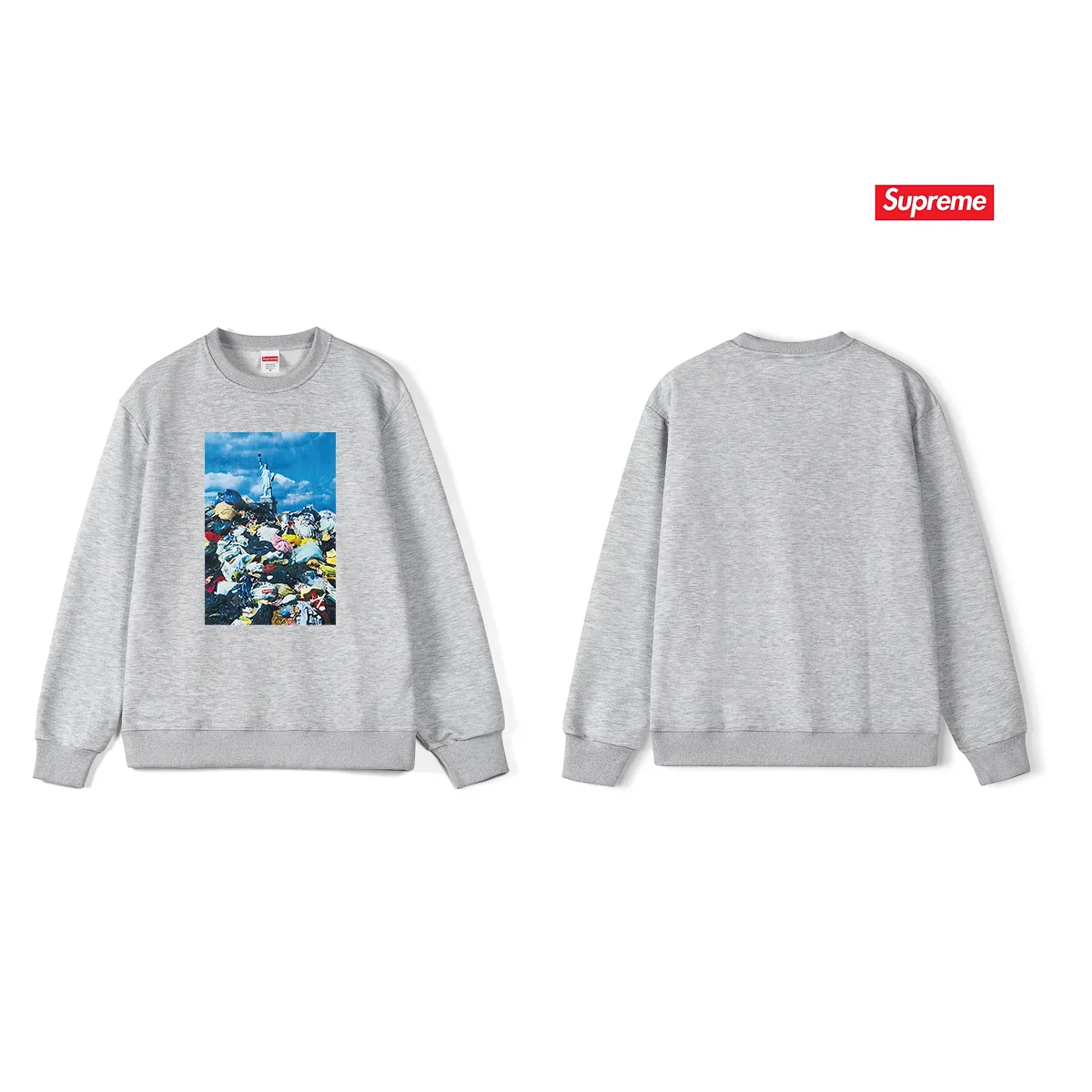 Style No. S1123 #terryp150💰Fleece 160💰SupremeFW22Week1Trash Tee landscape pattern printed round neck sweatshirt Made of 400g large terry (drop shoulder large version) fabric, soft texture and no pilling Imported environmentally friendly printing glue The pattern is bright and three-dimensional Quality💥Same style for men and women The upper body is trendy Color: black white gray Size: S M L XL XXL