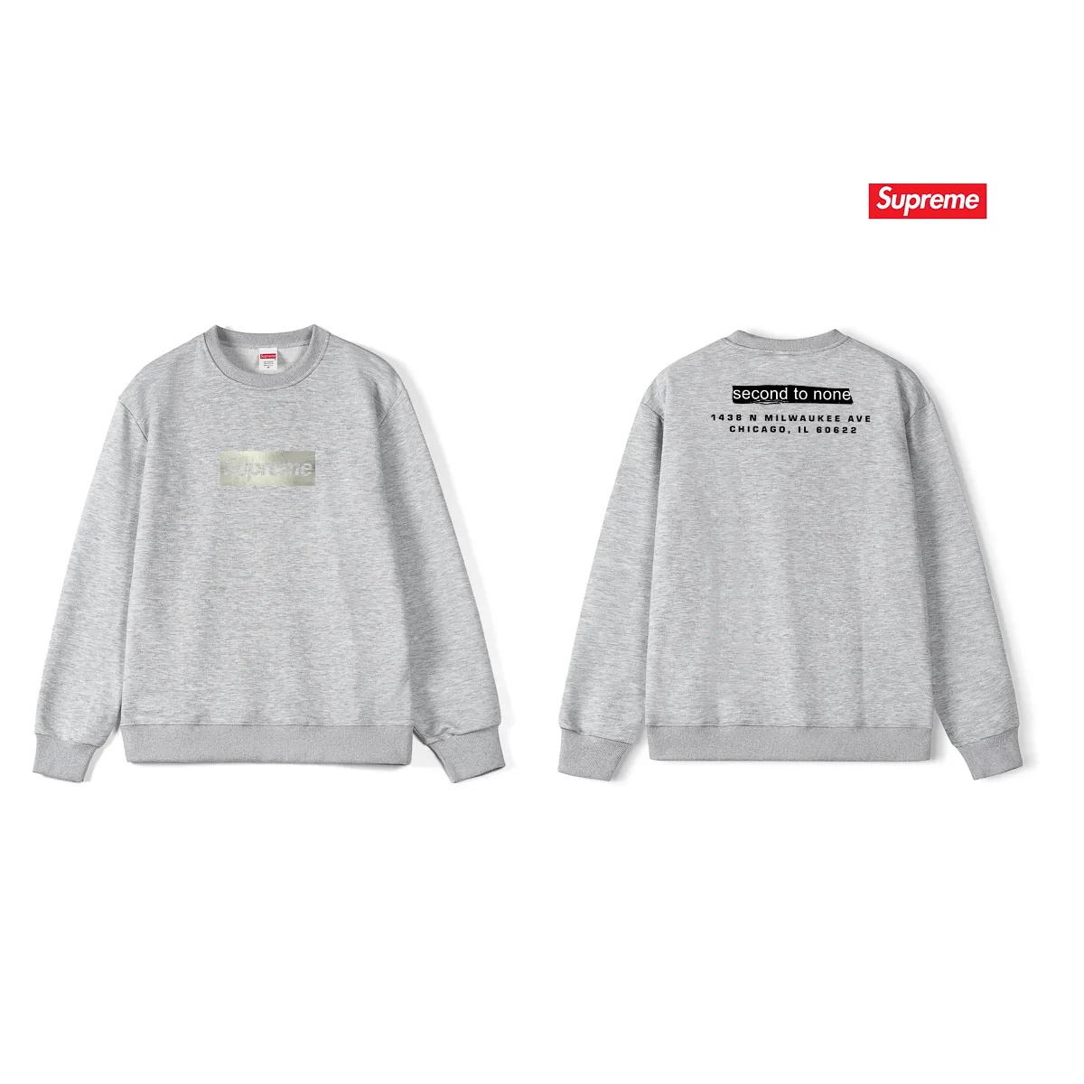 Style number S1157 #terry p150💰 plus velvet 160💰 25-year new Sup Chicago store opening limited solid color round neck sweatshirt Made of 400 grams of large terry (drop shoulder large version) fabric, soft texture and no pilling Imported environmentally friendly printing glue The pattern is bright and three-dimensional Quality 💥Same style for men and women The upper body is trendy Color: black white gray Size: S M L XL XXL