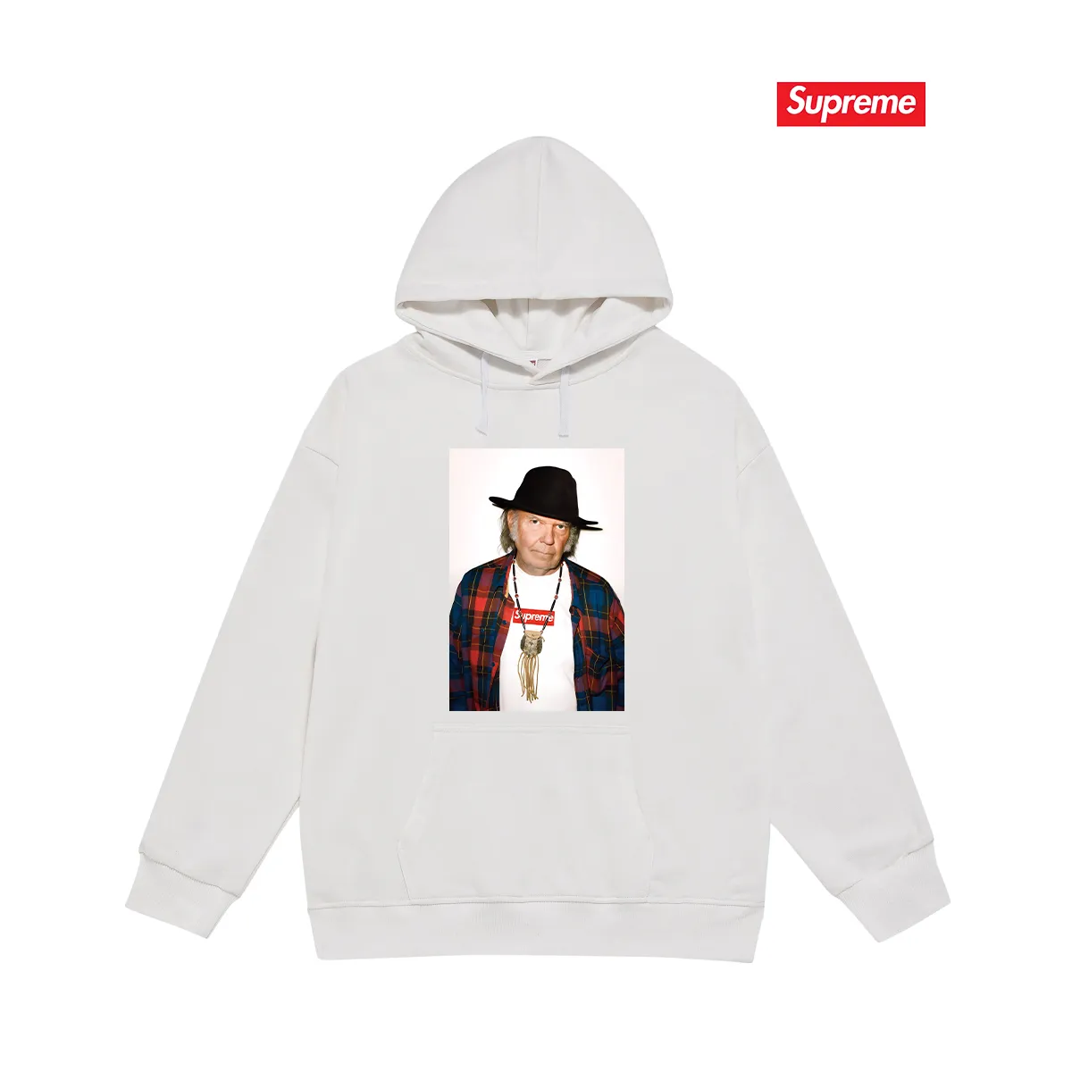 Style No. S2222 #Terry P160💰 Velvet P170💰 SUP 60ss Neil Young White character print hooded sweatshirt Made of 400g large terry 430g silver fox velvet (drop shoulder large version) fabric, soft texture and no pilling Imported environmentally friendly printing glue The pattern is bright and three-dimensional Quality 💥Same style for men and women The upper body is trendy Color: black white gray Size: S M L XL XXL