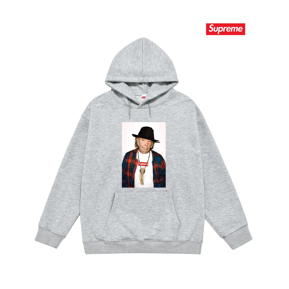 Style No. S2222 #Terry P160💰 Velvet P170💰 SUP 60ss Neil Young White character print hooded sweatshirt Made of 400g large terry 430g silver fox velvet (drop shoulder large version) fabric, soft texture and no pilling Imported environmentally friendly printing glue The pattern is bright and three-dimensional Quality 💥Same style for men and women The upper body is trendy Color: black white gray Size: S M L XL XXL