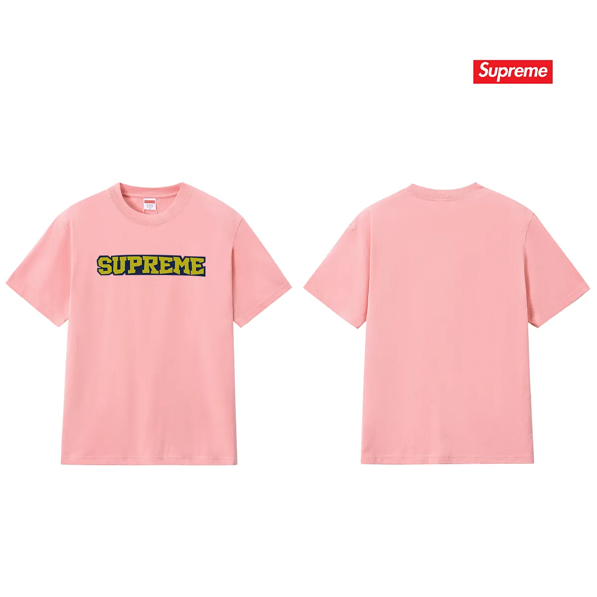 S230 P110💰 Supreme 25SS Satin Applique S/S Top printed LOGO short sleeves, loose fit, made of 260g combed cotton double yarn, all three standards from fabrics to accessories, ZP, imported Matsui company slurry printing will never crack, the whole piece adopts three-needle five-thread process. The neckline-shoulder seam-sleeve seam is double-lined, looks more three-dimensional and textured) and the original version has the same craftsmanship, classic version Feel free to compare zp. The whole piece adopts three-needle five-thread craftsmanship (neckline-shoulder seam-sleeve seam double thread, which looks more three-dimensional and textured). It has the same craftsmanship as the original original, classic version. Color: black, white, light gray, pink, navy. Size: S M L XL XXL