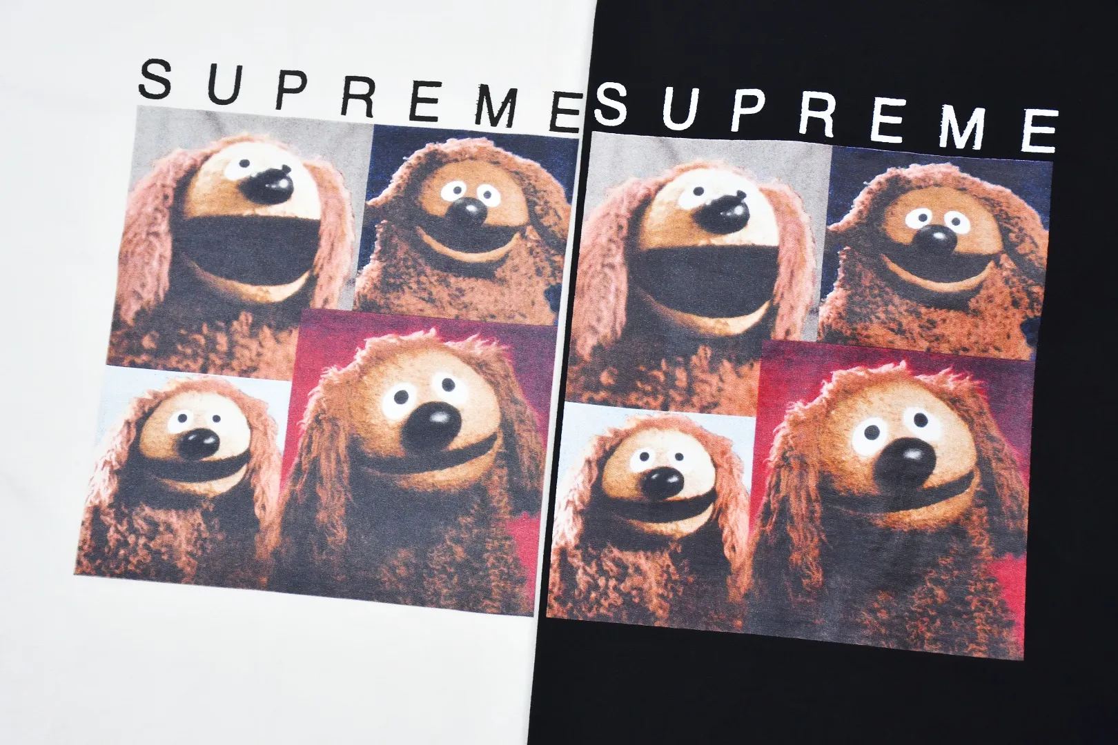 🅿️130 S148 top version Supreme 24ss ROWLF puppet animation print short-sleeved T-shirt. Refuse to look at pictures to make goods. Refuse to compare with wrong versions. Use cylindrical seamless technology (original technology. There are no stitched bones on the side of the clothes. Key points of identification) The fabrics are all custom-woven and dyed, 280g weight, 100% cotton, cylindrical fabric. Cylindrical fabric is a knitted fabric woven with a cylinder loom. The needles are distributed in a cylindrical shape on the fuselage. The gray fabric is a large cylinder, which needs to be opened and shaped before it can be used further. There are no slits on the side of the clothes, so there is no washing label on the side of ordinary short-sleeves. There is only one collar label behind the neck. The printing uses thermosetting ink printing imported from Belgium (different from conventional thermal transfer printing), also known as plastic ink, or self-adhesive ink. Its ingredients are: mainly composed of polyvinyl chloride (PVC) and phthalates. PVC and phthalates, solid color The thermoset ink is composed of a mixture of agents, stabilizers, and thickeners. It is not the digital direct printing advertised on the market. The printing texture of thermoset ink cannot be achieved by digital direct printing. The collar label has a watermark anti-counterfeiting effect, a real anti-counterfeiting layer, a version with a high probability of passing the inspection, and a high probability of passing the original packaging picture. Size：S-XL