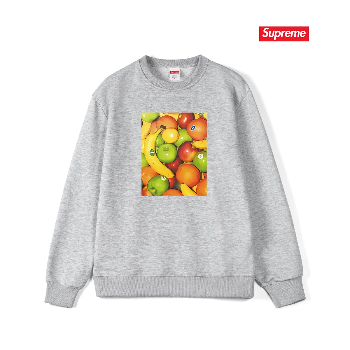 Style No. S1032 #terry p150💰 Velvet 160💰 Supreme SS19 Fruit Tee Navy fruit print round neck sweatshirt Made of 400 grams of large terry (drop shoulder large version) fabric, soft texture and no pilling Imported environmentally friendly printing glue The pattern is bright and three-dimensional Quality💥Same style for men and women The upper body is trendy Color: black white gray Size: S M L XL XXL