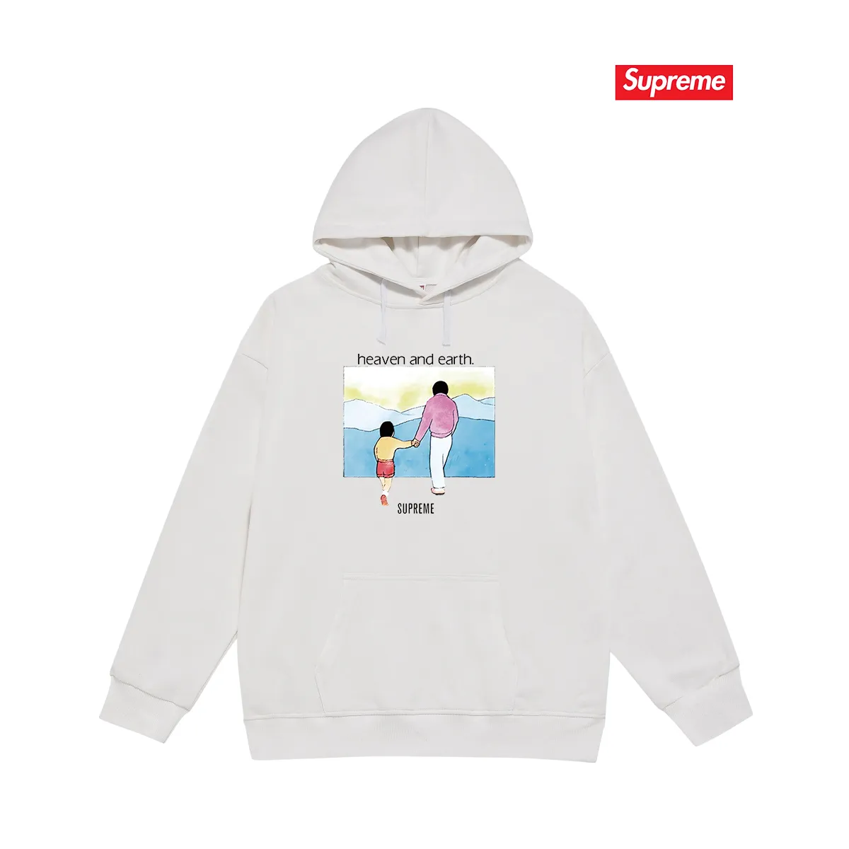 Style No. S2013 #terry P160💰 Velvet P170💰 Supreme FW19 Week 1 Heaven and Earth Tee printed hooded sweatshirt Made of 400g large terry 430g silver fox velvet (off-shoulder large version) fabric, soft texture and no pilling Imported environmentally friendly printing glue The pattern is bright and three-dimensional Quality 💥Same style for men and women The upper body is trendy Color: black white gray Size: S M L XL XXL