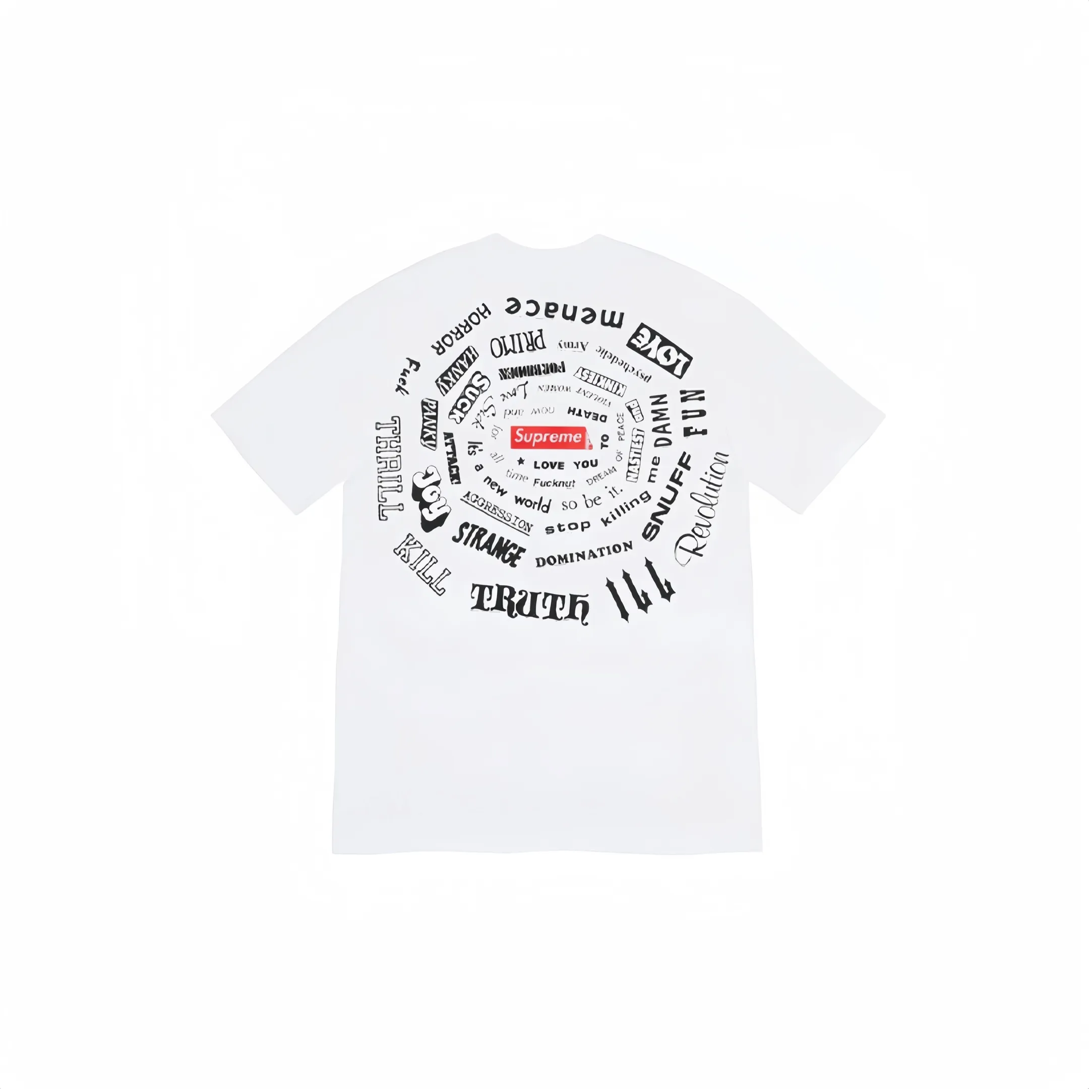 #S59 P110💰 Supreme SS21 Spiral Tee Short-sleeved T-shirt with spiral letters. Same style for men and women. Same style for men and women. Loose fit. Made of 260g combed cotton double yarn. From fabric to accessories, all three standards are complete and follow ZP. The slurry printing imported from Matsui Company will never crack. The whole piece adopts three-needle five-thread process. The neckline-shoulder seam-sleeve seam is double-lined, which looks more three-dimensional and textured. The same process as the original version, classic version. Feel free to compare zp. The whole piece adopts three-needle five-thread craftsmanship (neckline-shoulder seam-sleeve seam double thread, which looks more three-dimensional and textured). It has the same craftsmanship as the original original, classic version. Color: black, white, orange, purple, green. Size: S M L XL XXL