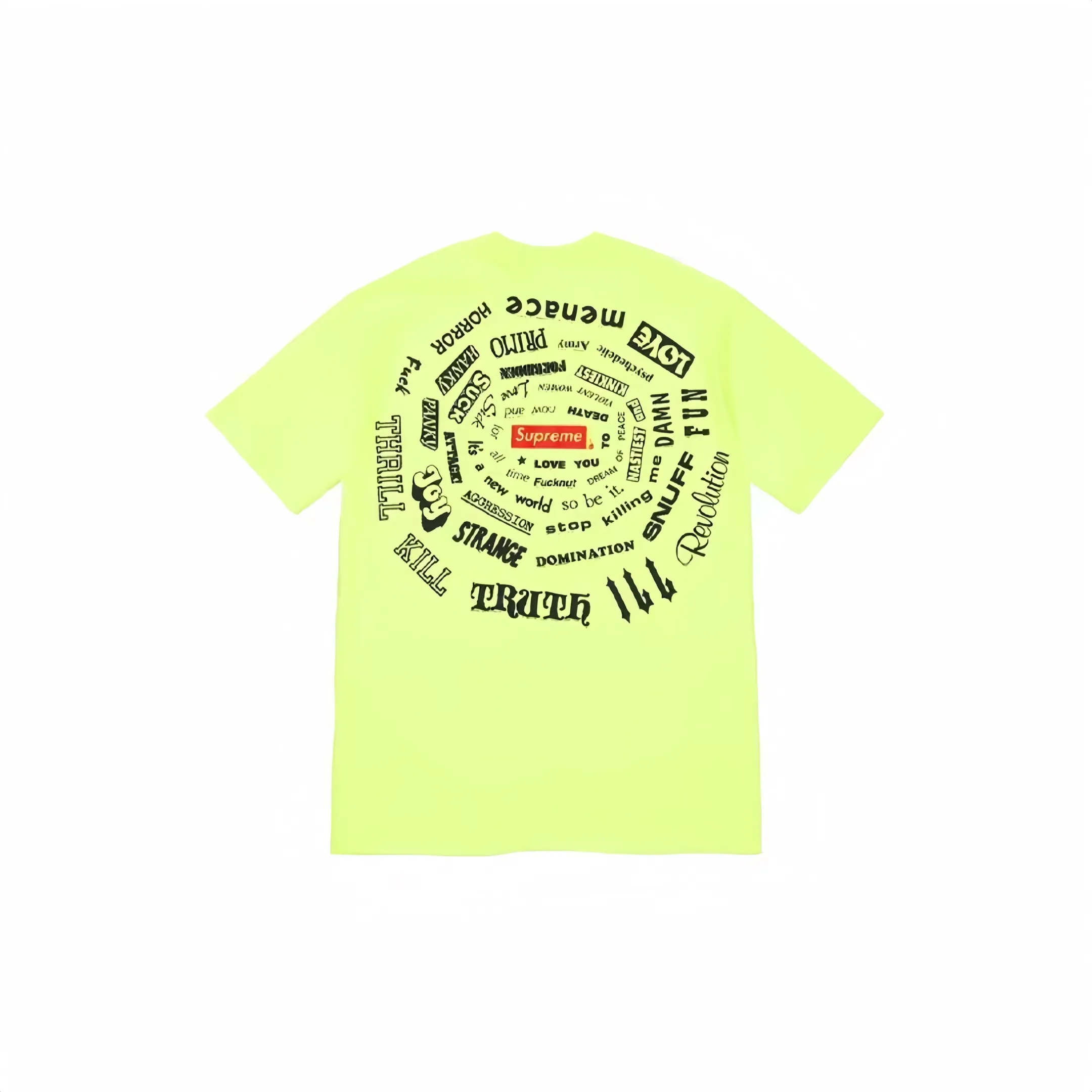 #S59 P110💰 Supreme SS21 Spiral Tee Short-sleeved T-shirt with spiral letters. Same style for men and women. Same style for men and women. Loose fit. Made of 260g combed cotton double yarn. From fabric to accessories, all three standards are complete and follow ZP. The slurry printing imported from Matsui Company will never crack. The whole piece adopts three-needle five-thread process. The neckline-shoulder seam-sleeve seam is double-lined, which looks more three-dimensional and textured. The same process as the original version, classic version. Feel free to compare zp. The whole piece adopts three-needle five-thread craftsmanship (neckline-shoulder seam-sleeve seam double thread, which looks more three-dimensional and textured). It has the same craftsmanship as the original original, classic version. Color: black, white, orange, purple, green. Size: S M L XL XXL