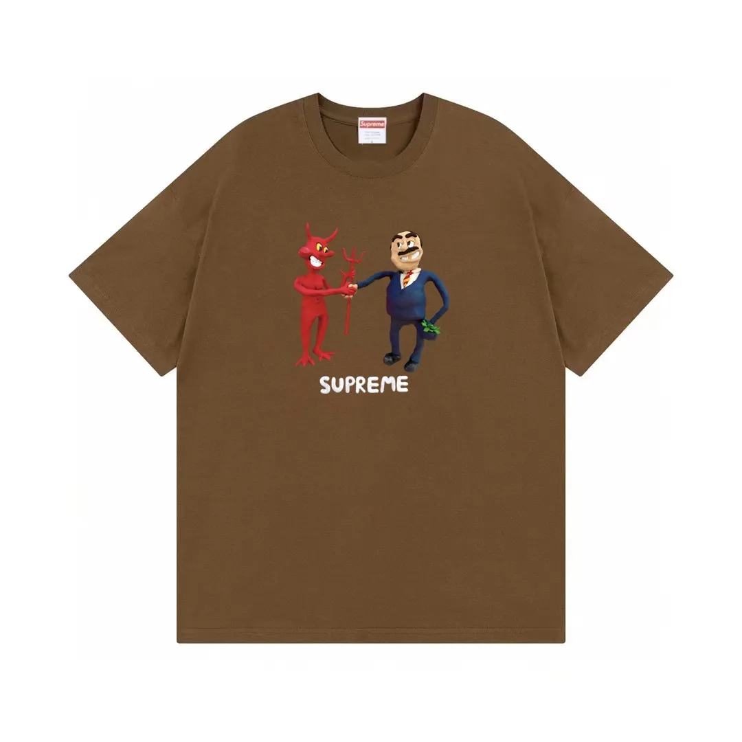 #S110 p110💰 Supreme SS23 Week9 BUSINESS TEE devil's contract printing, loose fit, made of 260g combed cotton double yarn, all three standards from fabrics to accessories, ZP, imported Matsui company's slurry printing will never crack, the whole piece adopts three-needle five-thread technology (neckline-shoulder seam-sleeve seam double line, looks more three-dimensional and textured) consistent with the original version, classic version Feel free to compare zp. The whole piece adopts three-needle five-thread craftsmanship (neckline-shoulder seam-sleeve seam double thread, which looks more three-dimensional and textured). It has the same craftsmanship as the original original, classic version. Color: white, black, pink, dark green, brown. Size: S M L XL XXL
