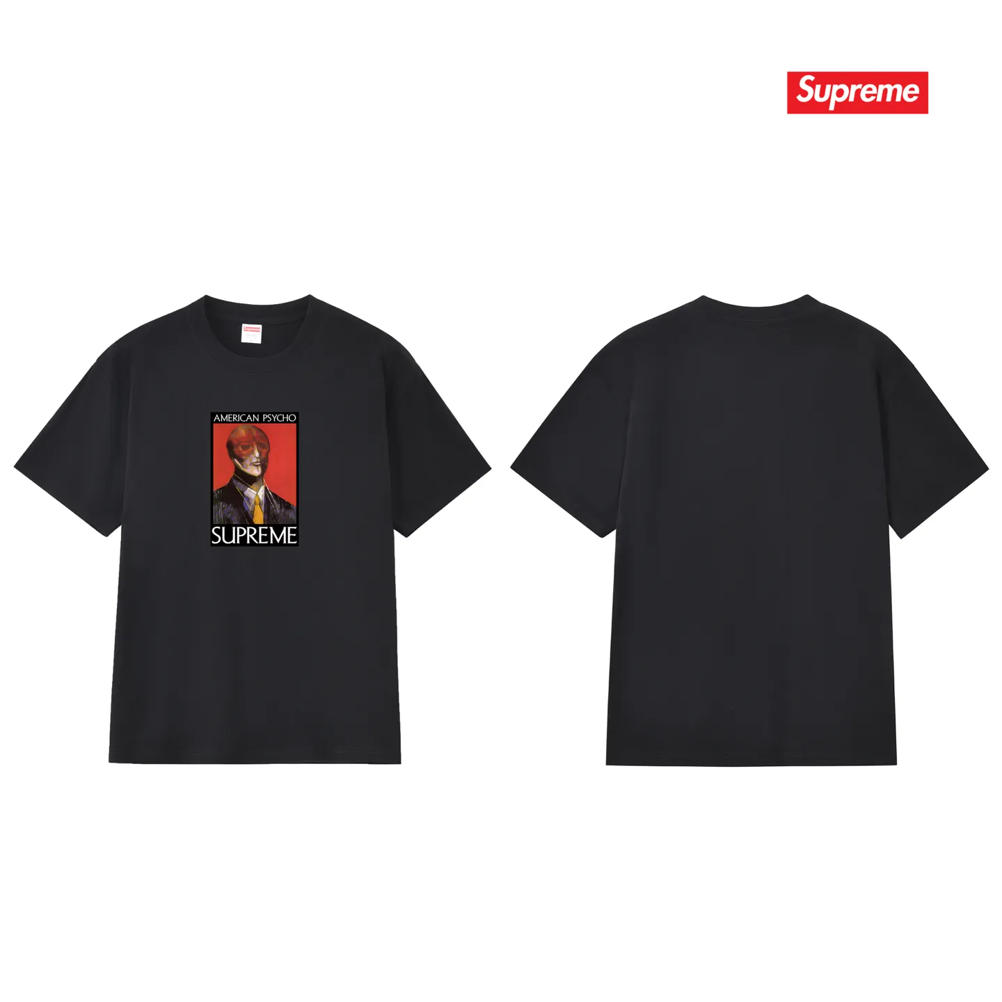 S209 P110💰 SupFW23 WEEK7 AMERICAN PSYCHO TEE letter character pattern round neck short-sleeved T-shirt. Loose fit. Made of 260g combed cotton double yarn. From fabrics to accessories, all three standards are complete and follow ZP. Imported Matsui company's slurry printing will never crack. The whole piece adopts three-needle five-thread technology. The neckline-shoulder seam-sleeve seam is double-lined, which looks more three-dimensional and textured.) The same process as the original version, classic version Feel free to compare zp. The whole piece adopts three-needle five-thread craftsmanship (neckline-shoulder seam-sleeve seam double thread, which looks more three-dimensional and textured). It has the same craftsmanship as the original original, classic version. Color: black, white, light gray, pink, navy. Size: S M L XL XXL