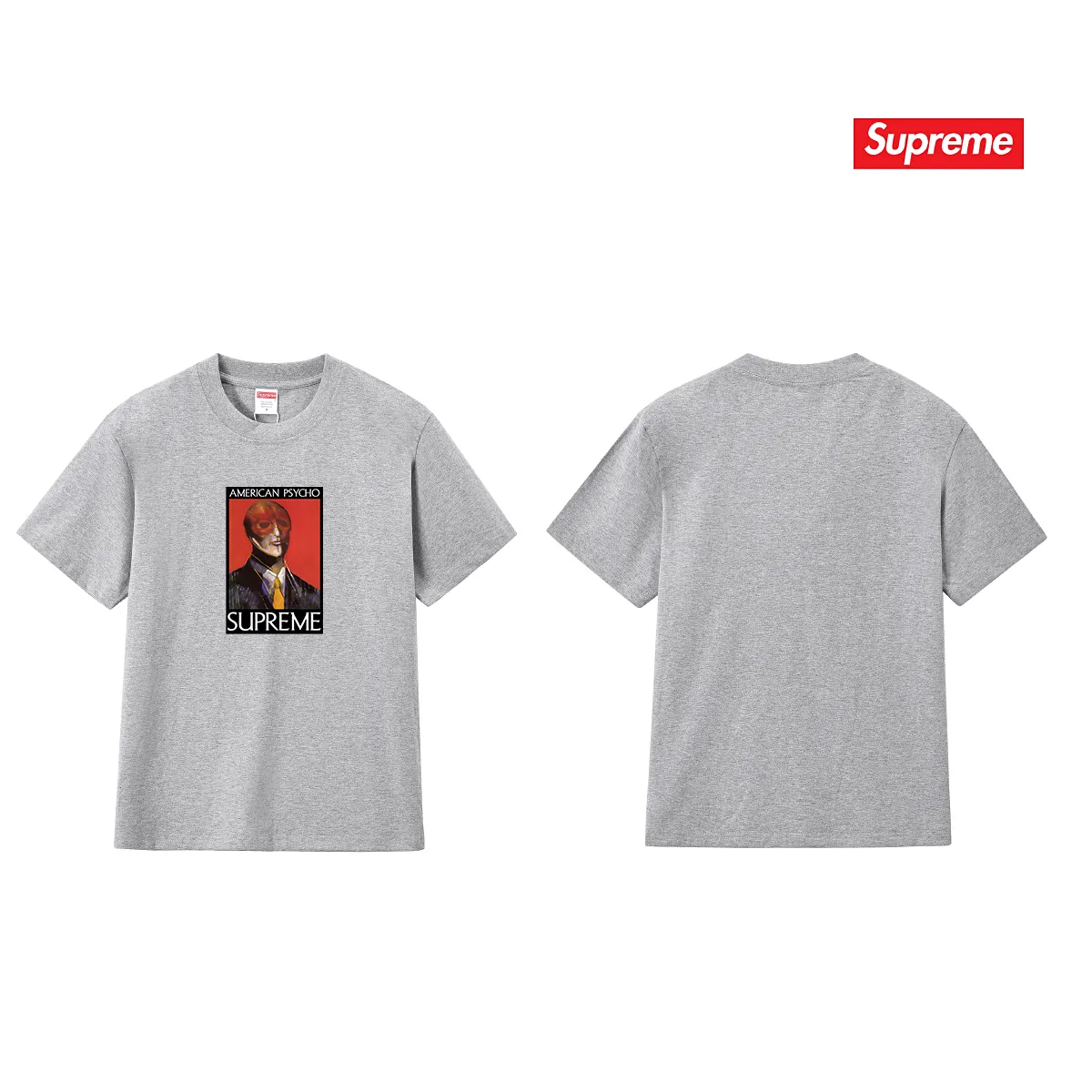 S209 P110💰 SupFW23 WEEK7 AMERICAN PSYCHO TEE letter character pattern round neck short-sleeved T-shirt. Loose fit. Made of 260g combed cotton double yarn. From fabrics to accessories, all three standards are complete and follow ZP. Imported Matsui company's slurry printing will never crack. The whole piece adopts three-needle five-thread technology. The neckline-shoulder seam-sleeve seam is double-lined, which looks more three-dimensional and textured.) The same process as the original version, classic version Feel free to compare zp. The whole piece adopts three-needle five-thread craftsmanship (neckline-shoulder seam-sleeve seam double thread, which looks more three-dimensional and textured). It has the same craftsmanship as the original original, classic version. Color: black, white, light gray, pink, navy. Size: S M L XL XXL
