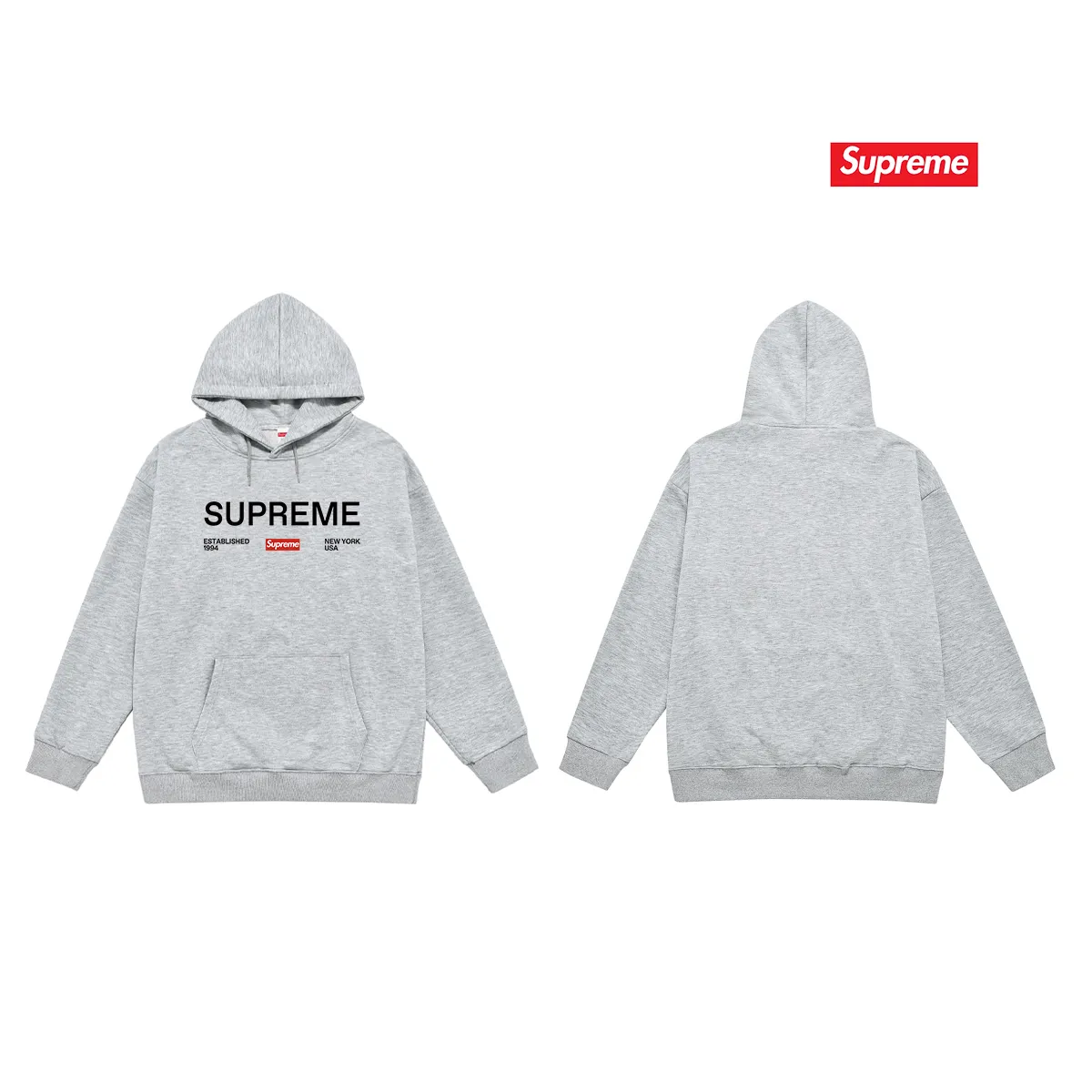 Style No. S2075 #terry P160💰 Velvet P170💰 Supreme Week 1 Est. 1994 Tee letter print hooded sweatshirt Made of 400g large terry 430g silver fox velvet (drop shoulder large version) fabric, soft texture and no pilling Imported environmentally friendly printing glue The pattern is bright and three-dimensional Quality 💥Same style for men and women The upper body is trendy Color: black white gray Size: S M L XL XXL