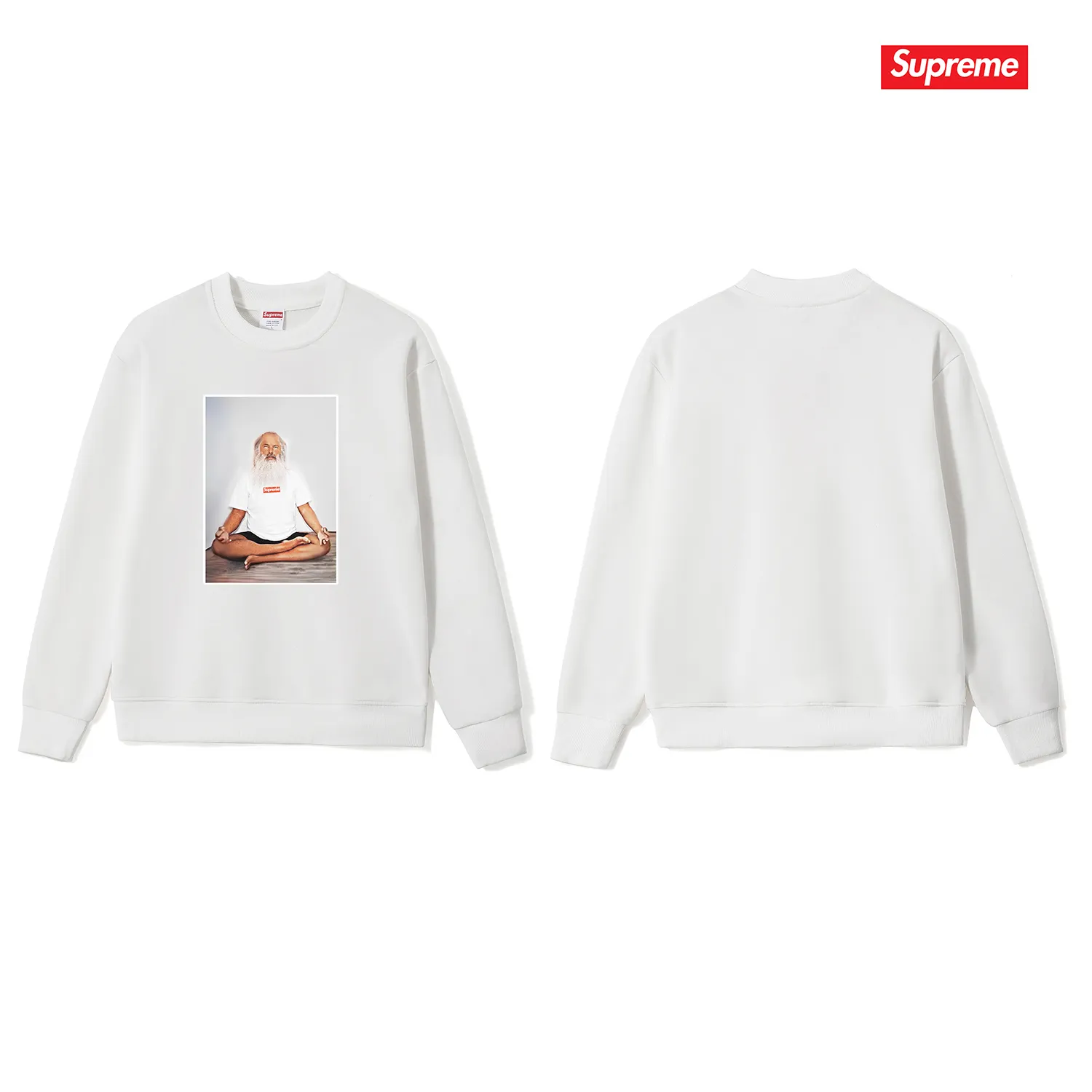 Style No. S1047 #terry p150💰 Velvet 160💰 Supreme Week 1 Rick Rubin Tee meditation character print round neck sweatshirt Made of 400 grams of large terry (drop shoulder large version) fabric, soft texture and no pilling Imported environmentally friendly printing glue The pattern is bright and three-dimensional Quality💥Same style for men and women The upper body is trendy Color: black white gray Size: S M L XL XXL