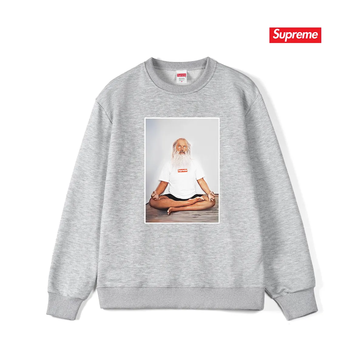 Style No. S1047 #terry p150💰 Velvet 160💰 Supreme Week 1 Rick Rubin Tee meditation character print round neck sweatshirt Made of 400 grams of large terry (drop shoulder large version) fabric, soft texture and no pilling Imported environmentally friendly printing glue The pattern is bright and three-dimensional Quality💥Same style for men and women The upper body is trendy Color: black white gray Size: S M L XL XXL