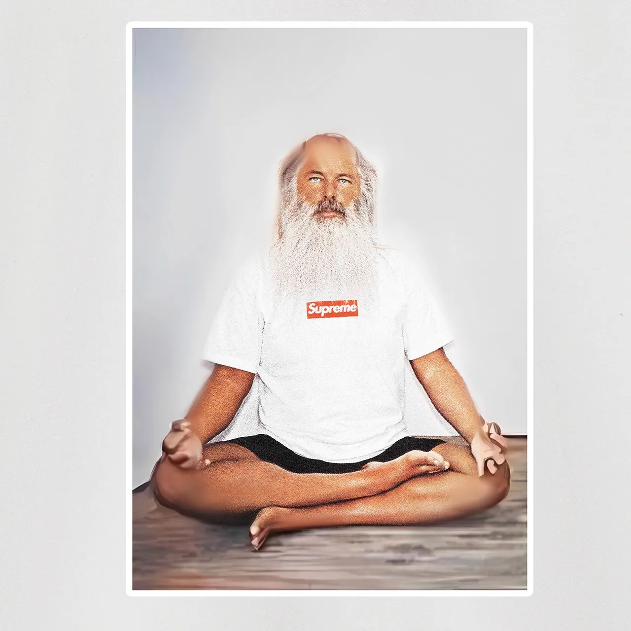 Style No. S1047 #terry p150💰 Velvet 160💰 Supreme Week 1 Rick Rubin Tee meditation character print round neck sweatshirt Made of 400 grams of large terry (drop shoulder large version) fabric, soft texture and no pilling Imported environmentally friendly printing glue The pattern is bright and three-dimensional Quality💥Same style for men and women The upper body is trendy Color: black white gray Size: S M L XL XXL