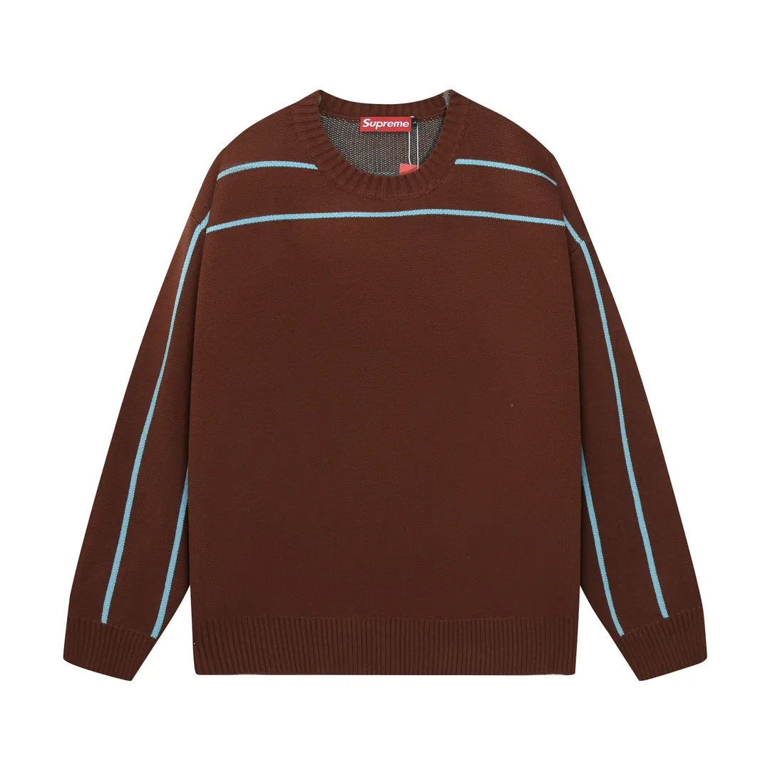 P300 Supreme new line letter stitching round neck wool sweater Color: Khaki White Black Size: S M L XL XXL