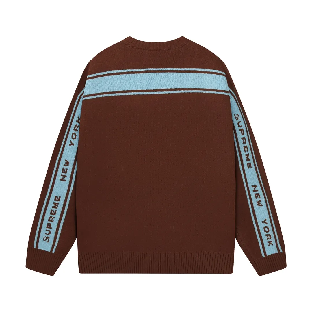 P300 Supreme new line letter stitching round neck wool sweater Color: Khaki White Black Size: S M L XL XXL