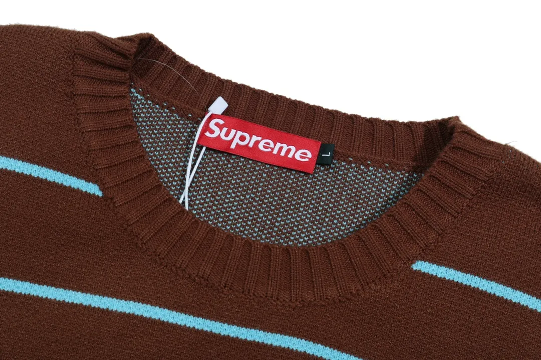 P300 Supreme new line letter stitching round neck wool sweater Color: Khaki White Black Size: S M L XL XXL