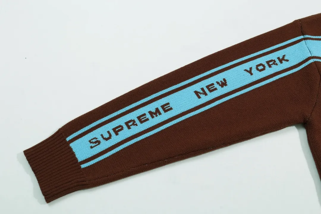 P300 Supreme new line letter stitching round neck wool sweater Color: Khaki White Black Size: S M L XL XXL