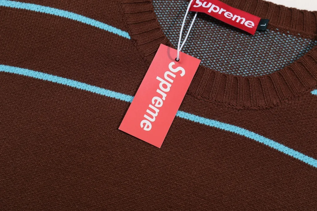 P300 Supreme new line letter stitching round neck wool sweater Color: Khaki White Black Size: S M L XL XXL