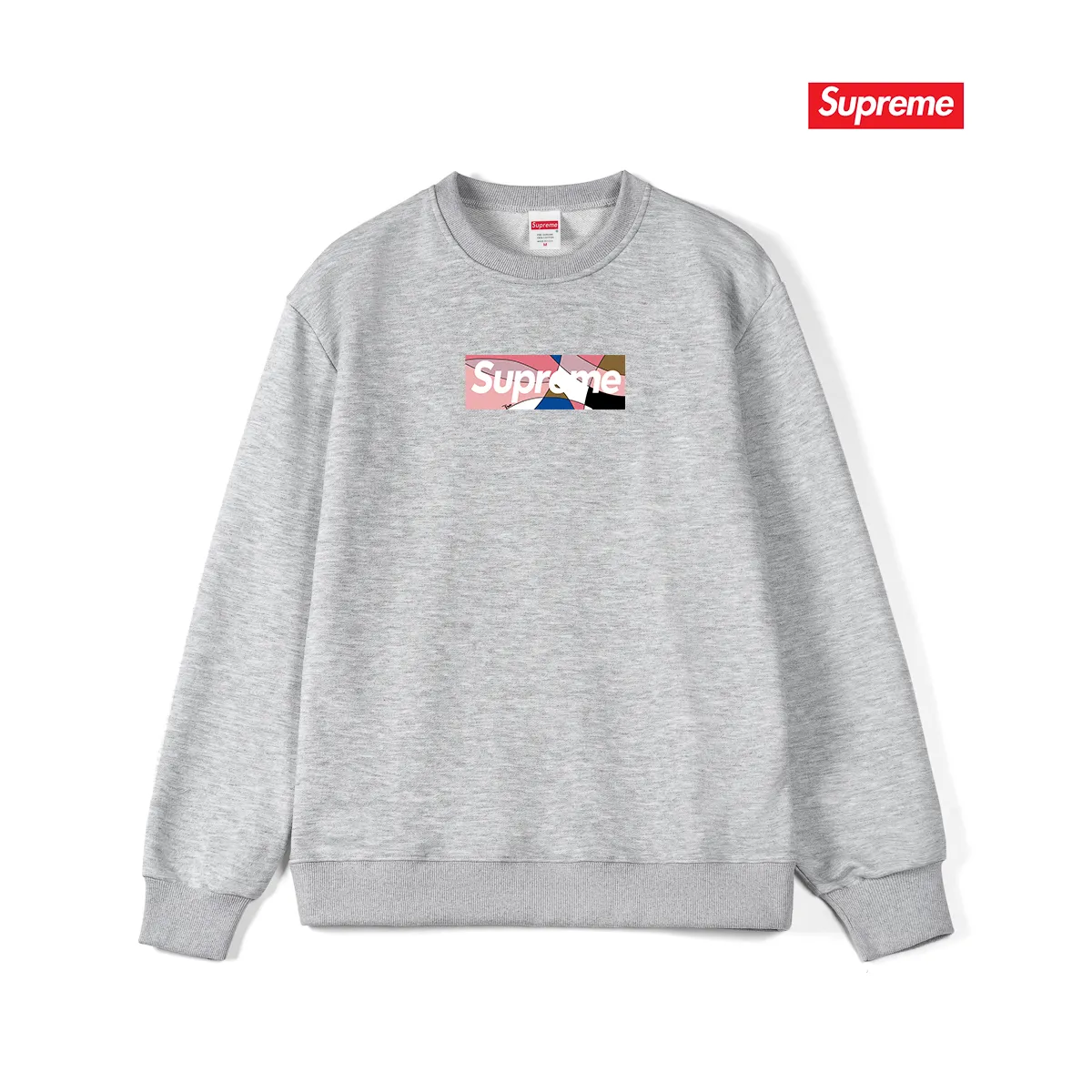 Style No. S1074 #terry p150💰 Velvet 160💰 Supreme Week 16 x Emilio Pucci joint model Box Logo Tee Logo printed round neck sweatshirt Made of 400 grams of large terry (off-shoulder large version) fabric, soft texture and no pilling Imported environmentally friendly printing glue The pattern is bright and three-dimensional Quality 💥Same style for men and women The upper body is trendy Color: black white gray Size: S M L XL XXL