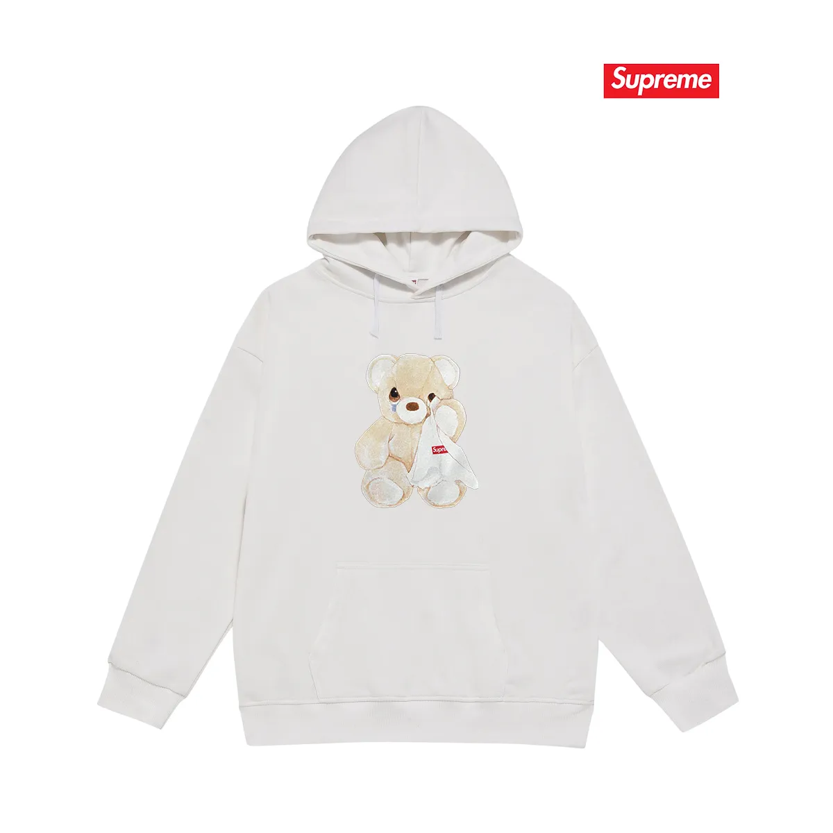 Style No. S2133 #terry P160💰 Velvet P170💰 Supreme 25SS week18Bear Tee Crying Bear Hooded Sweatshirt Made of 400g large terry 430g silver fox velvet (drop shoulder large version) fabric, soft and non-pilling, imported environmentally friendly printing glue, bright and three-dimensional pattern, quality 💥Same style for men and women, the upper body is trendy Color: black white gray Size: S M L XL XXL