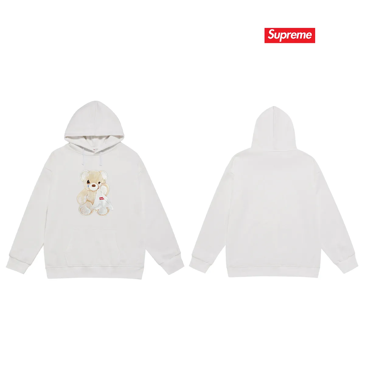 Style No. S2133 #terry P160💰 Velvet P170💰 Supreme 25SS week18Bear Tee Crying Bear Hooded Sweatshirt Made of 400g large terry 430g silver fox velvet (drop shoulder large version) fabric, soft and non-pilling, imported environmentally friendly printing glue, bright and three-dimensional pattern, quality 💥Same style for men and women, the upper body is trendy Color: black white gray Size: S M L XL XXL