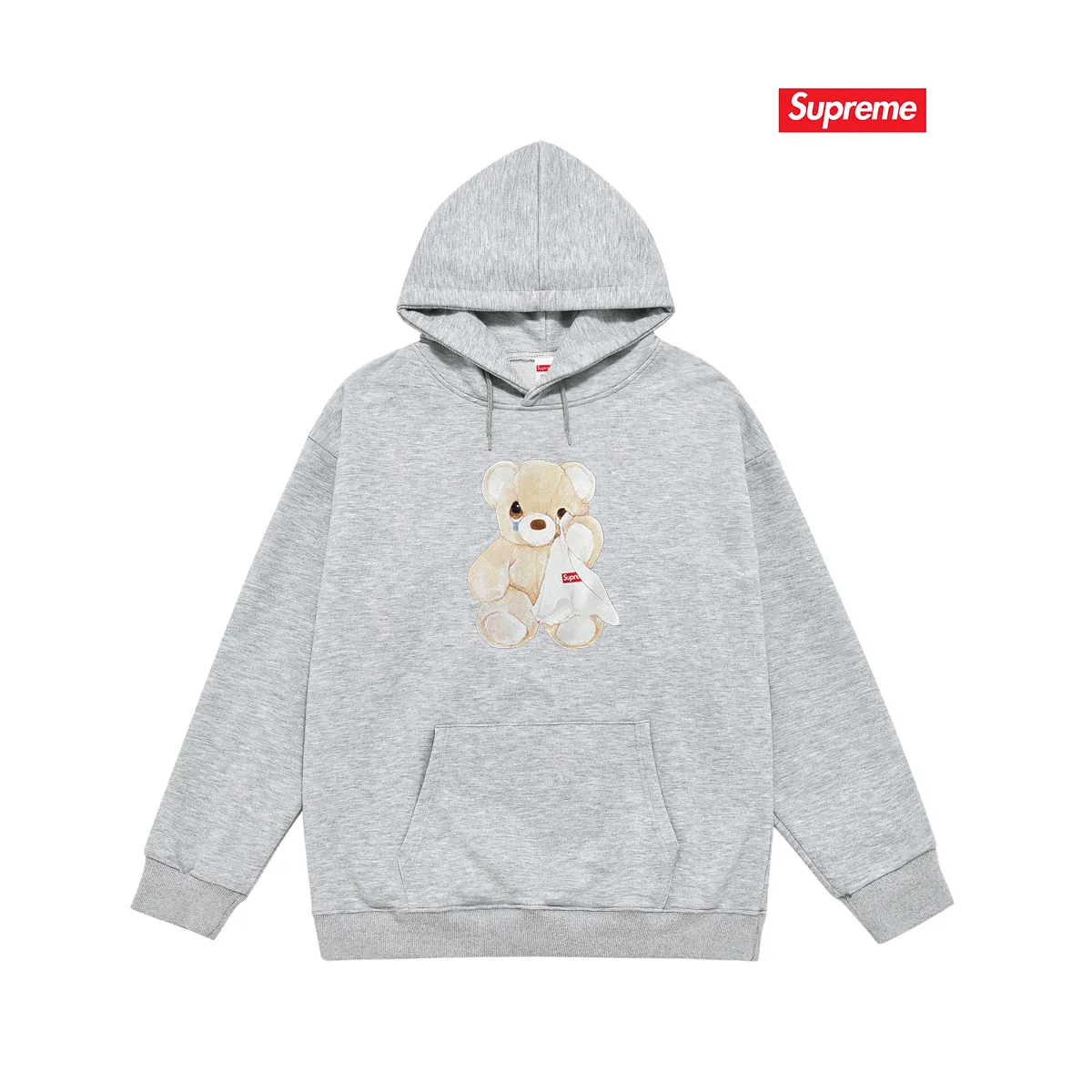 Style No. S2133 #terry P160💰 Velvet P170💰 Supreme 25SS week18Bear Tee Crying Bear Hooded Sweatshirt Made of 400g large terry 430g silver fox velvet (drop shoulder large version) fabric, soft and non-pilling, imported environmentally friendly printing glue, bright and three-dimensional pattern, quality 💥Same style for men and women, the upper body is trendy Color: black white gray Size: S M L XL XXL