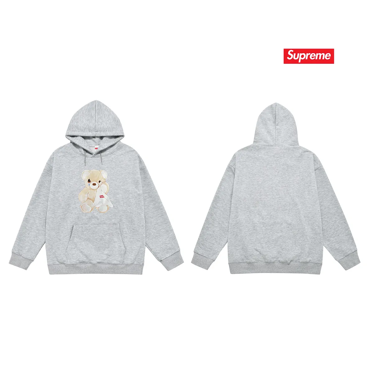 Style No. S2133 #terry P160💰 Velvet P170💰 Supreme 25SS week18Bear Tee Crying Bear Hooded Sweatshirt Made of 400g large terry 430g silver fox velvet (drop shoulder large version) fabric, soft and non-pilling, imported environmentally friendly printing glue, bright and three-dimensional pattern, quality 💥Same style for men and women, the upper body is trendy Color: black white gray Size: S M L XL XXL