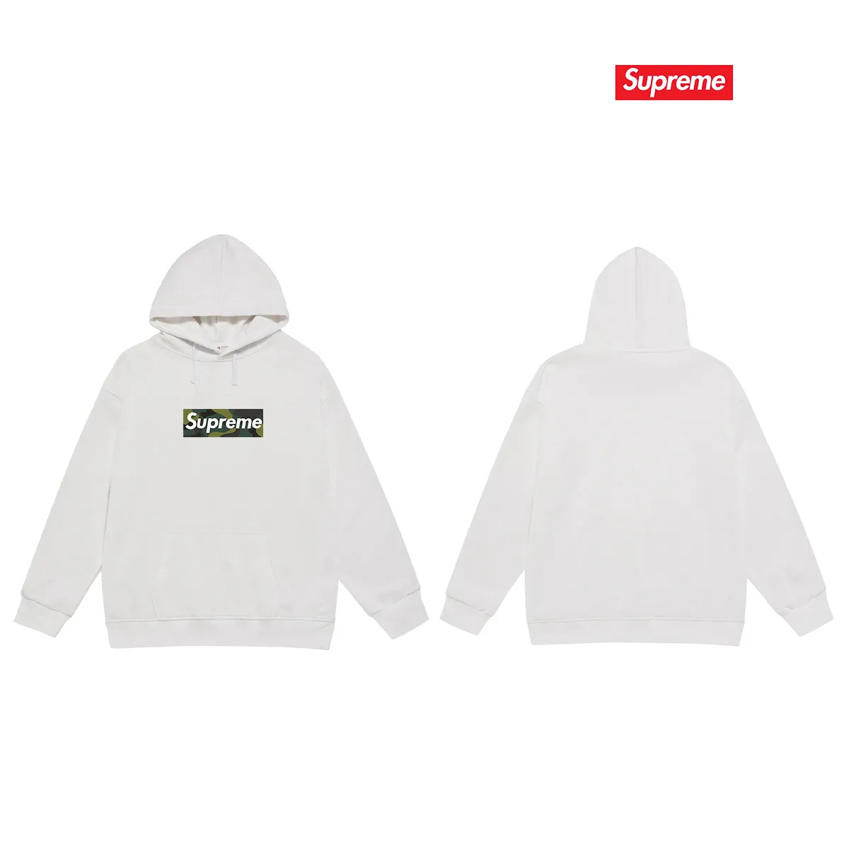 Style No. S2067 #terry P160💰 Velvet P170💰 Supreme FW23 Autumn and Winter Series Solid color hooded sweatshirt with chest logo Made of 400g large terry 430g silver fox velvet (drop shoulder large version) fabric Soft and non-pilling texture Imported environmentally friendly printing glue The pattern is bright and three-dimensional Quality 💥Same style for men and women The upper body is trendy Color: black white gray Size: S M L XL XXL