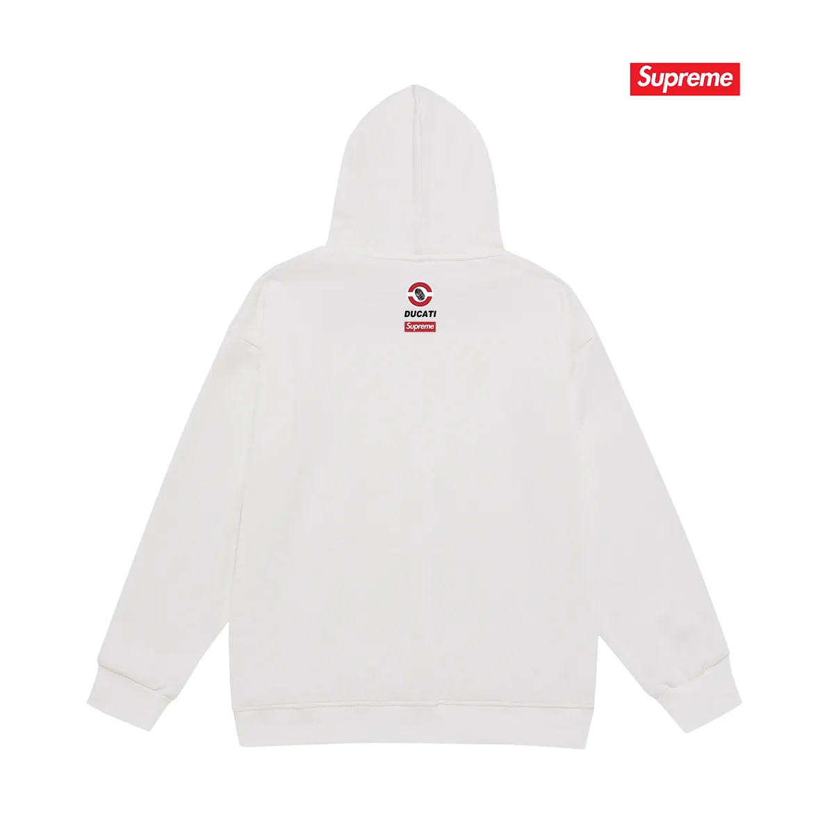 Style No. S2135 #terry P160💰 Velvet P170💰 Supreme Ducati co-branded motorcycle letter print hooded sweatshirt Made of 400g large terry 430g silver fox velvet (drop shoulder large version) fabric, soft texture and no pilling Imported environmentally friendly printing glue The pattern is bright and three-dimensional Quality 💥Same style for men and women The upper body is trendy Color: black white gray Size: S M L XL XXL