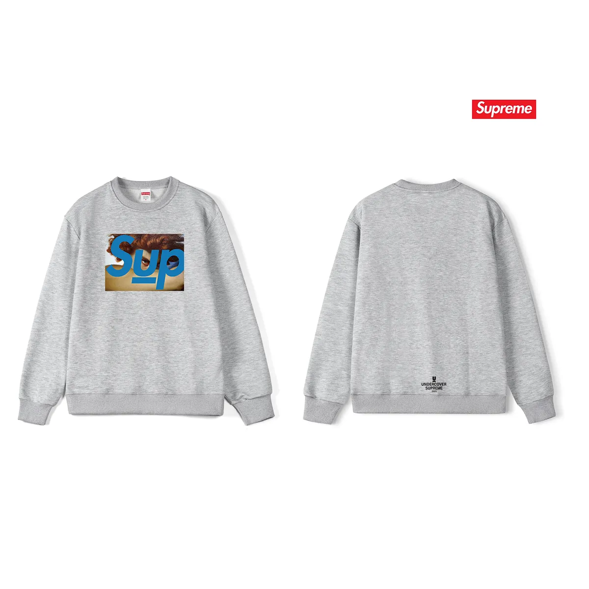 Style No. S1103 #terry p150💰 Velvet 160💰 Supreme SS23 Undercover Face co-branded human face round neck sweatshirt Made of 400 grams of large terry (drop shoulder large version) fabric, soft texture and no pilling Imported environmentally friendly printing glue The pattern is bright and three-dimensional Quality 💥Same style for men and women The upper body is trendy Color: black white gray Size: S M L XL XXL