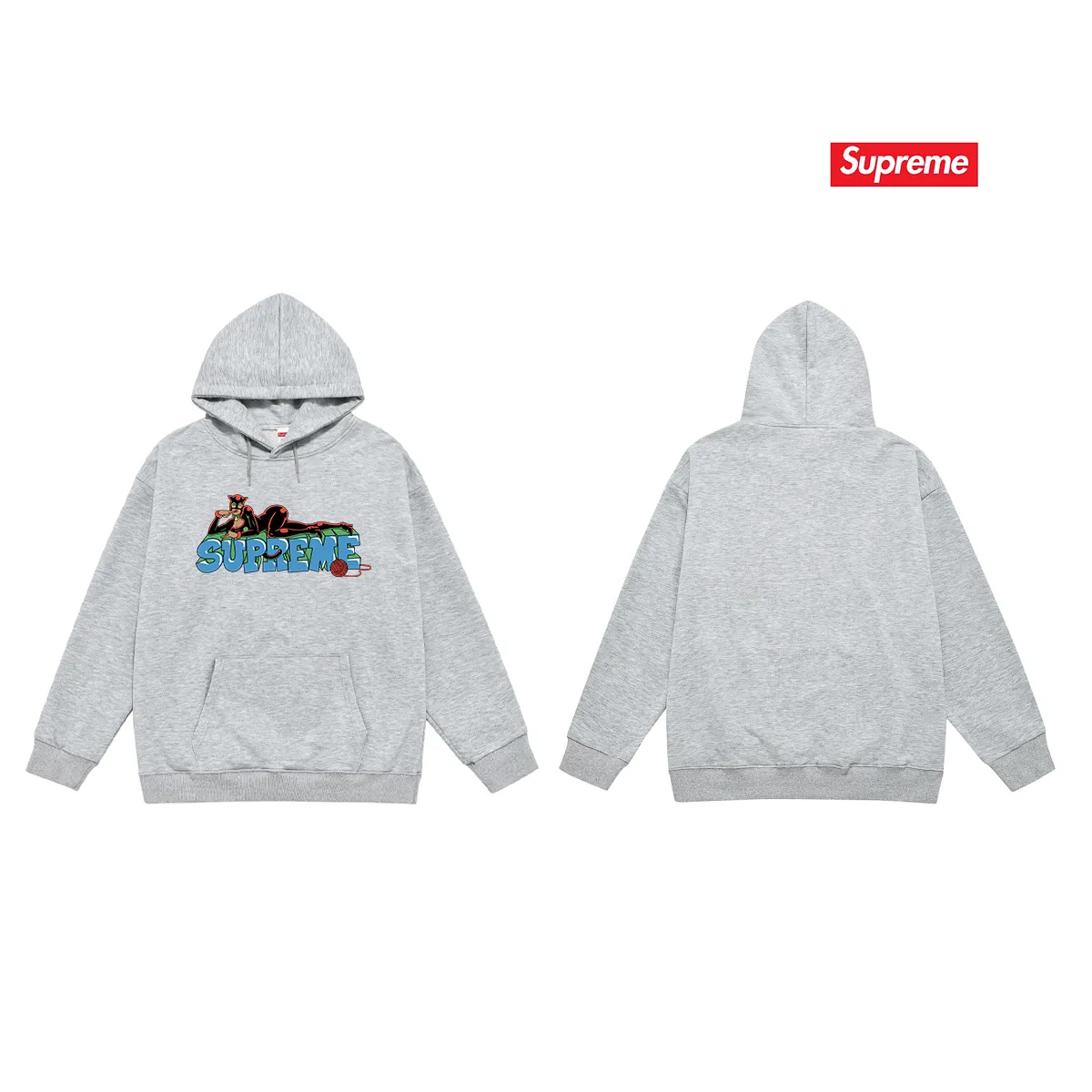 Style number S2101 #terry P160💰 Velvet P170💰 Supreme FW22 Week1Catwoman Tee letter pattern printed hooded sweatshirt Made of 400g large terry 430g silver fox velvet (off-shoulder large version) fabric, soft and non-pilling texture, imported environmentally friendly printing glue, bright and three-dimensional pattern, quality 💥Same style for men and women, the upper body is trendy Color: black white gray Size: S M L XL XXL