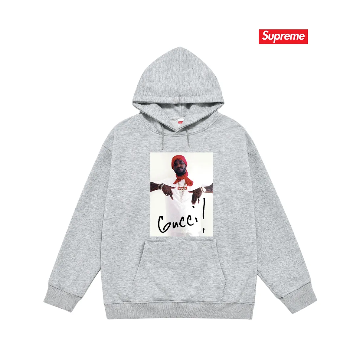 Style No. S2199 #terry P160💰 Velvet P170💰 SUP FW16 Kuci Mane Tee White character hooded sweatshirt Made of 400g large terry 430g silver fox velvet (off-shoulder large version) fabric, soft texture and no pilling Imported environmentally friendly printing glue The pattern is bright and three-dimensional Quality 💥Same style for men and women The upper body is trendy Color: black white gray Size: S M L XL XXL