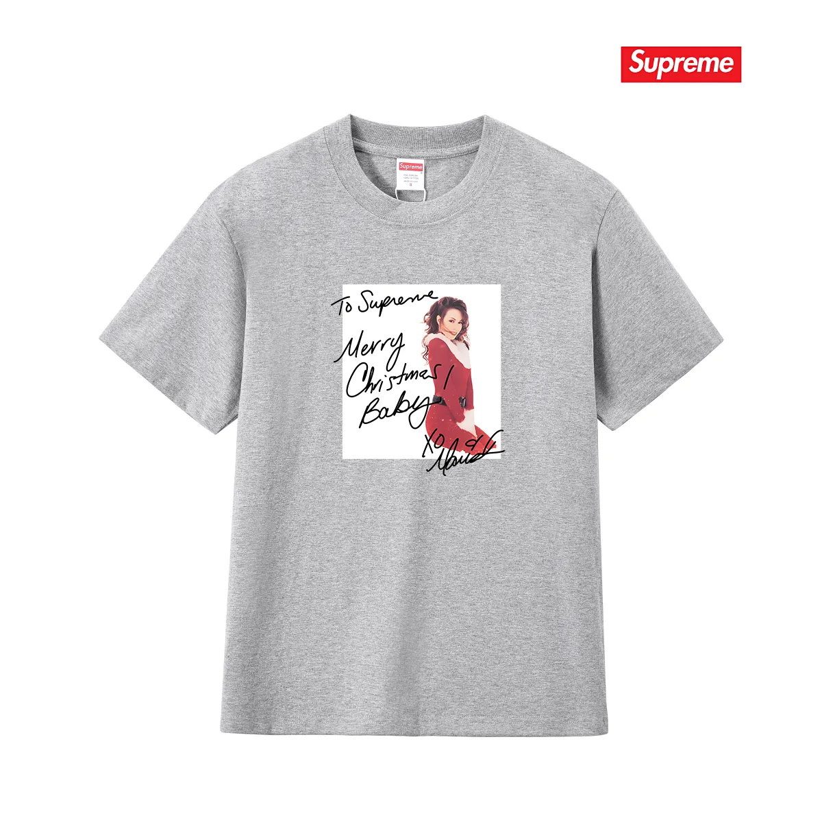 S258 P110💰 Supreme Week 17 Mariah Carey Tee Mariah Carey character print pattern Round neck American trendy T-shirt Same style for men and women Loose fit Made of 260g combed cotton double yarn From fabrics to accessories, all three standards are complete and follow ZP Imported Matsui company slurry printing will never crack The whole piece is made with a three-needle five-thread process. The neckline-shoulder seam-sleeve seam is double-lined, and it looks more three-dimensional and textured. The process is the same as the authentic original version. The classic version. Feel free to compare zp. The whole piece is made of a three-needle five-thread process. The neckline-shoulder seam-sleeve seam is double-threaded, which looks more three-dimensional and textured. The process is the same as the authentic original version. The classic version. Color: Black White Light Gray Pink Navy Size: S M L XL XXL