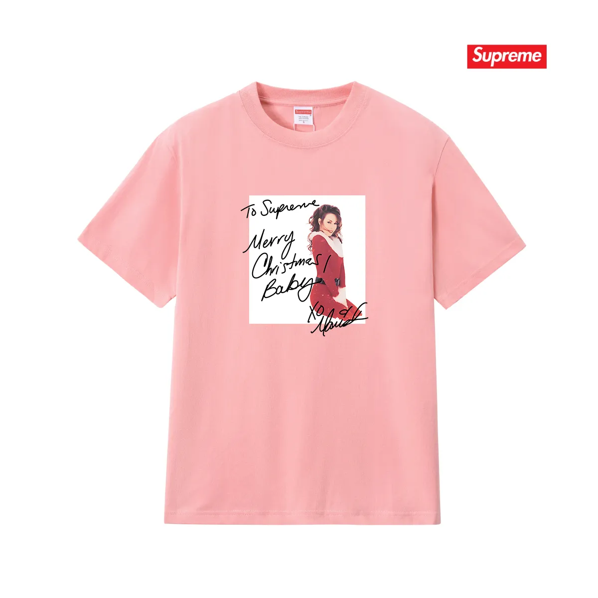 S258 P110💰 Supreme Week 17 Mariah Carey Tee Mariah Carey character print pattern Round neck American trendy T-shirt Same style for men and women Loose fit Made of 260g combed cotton double yarn From fabrics to accessories, all three standards are complete and follow ZP Imported Matsui company slurry printing will never crack The whole piece is made with a three-needle five-thread process. The neckline-shoulder seam-sleeve seam is double-lined, and it looks more three-dimensional and textured. The process is the same as the authentic original version. The classic version. Feel free to compare zp. The whole piece is made of a three-needle five-thread process. The neckline-shoulder seam-sleeve seam is double-threaded, which looks more three-dimensional and textured. The process is the same as the authentic original version. The classic version. Color: Black White Light Gray Pink Navy Size: S M L XL XXL