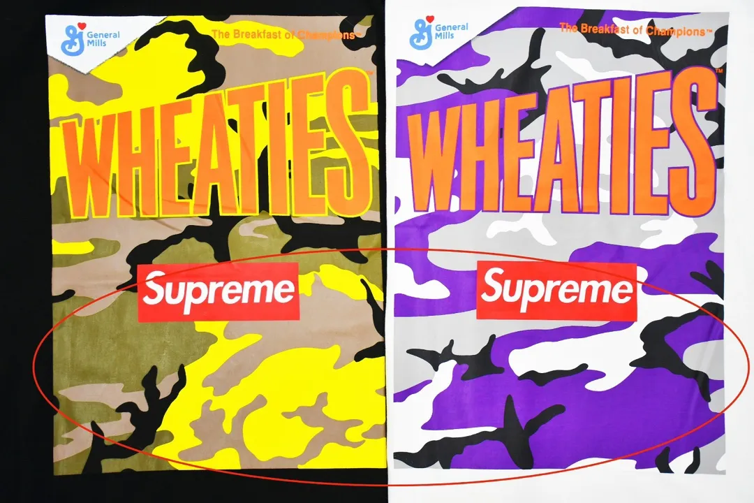 #S62 P110💰 Supreme SS21 Week6 x Wheaties Tee Oatmeal printed short-sleeved T-shirt. Loose fit. Made of 260g combed cotton double yarn. From fabric to accessories, all three standards are complete and follow ZP. The slurry printing imported from Matsui Company will never crack. The whole piece is made with three-needle five-thread technology. The neckline-shoulder seam-sleeve seam is double-lined, which looks more three-dimensional and textured.) The same process as the original version, classic version Feel free to compare zp. The whole piece adopts three-needle five-thread craftsmanship. The neckline-shoulder seam-sleeve seam is double-threaded, which looks more three-dimensional and textured.) It has the same craftsmanship as the original original, classic version. Color: black and white Size: S M L XL XXL
