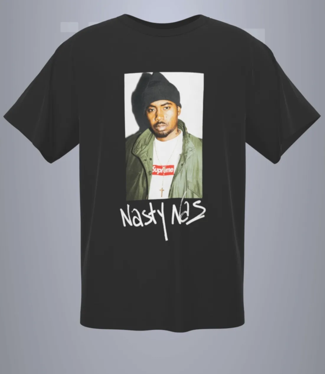 #S114 p110💰 Supreme FW17 Nas Tee Black Rapper pattern short-sleeved T-shirt for men and women. Loose fit. Made of 260g combed cotton double yarn. All three standards from fabrics to accessories are in compliance with ZP. Imported Matsui company slurry printing will never crack. The whole piece adopts three-needle five-thread technology. The neckline-shoulder seam-sleeve seam is double-lined, which looks more three-dimensional and textured.) The same process as the original version, classic version Feel free to compare zp. The whole piece adopts three-needle five-thread craftsmanship. The neckline-shoulder seam-sleeve seam is double-threaded, which looks more three-dimensional and textured.) It has the same craftsmanship as the authentic original version. The classic version is black, white, red, and brown. Size: S M L XL XXL