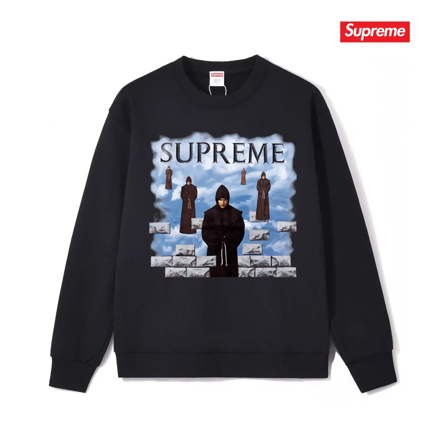 Style No. S1050 #terryp150💰 Velvet 160💰 Supreme Week 17 Bandana Box Logo Tee Cashew flower logo round neck sweatshirt Made of 400 grams of large terry (drop shoulder large version) fabric, soft texture and no pilling Imported environmentally friendly printing glue The pattern is bright and three-dimensional Quality 💥Same style for men and women The upper body is trendy Color: black white gray Size: S M L XL XXL