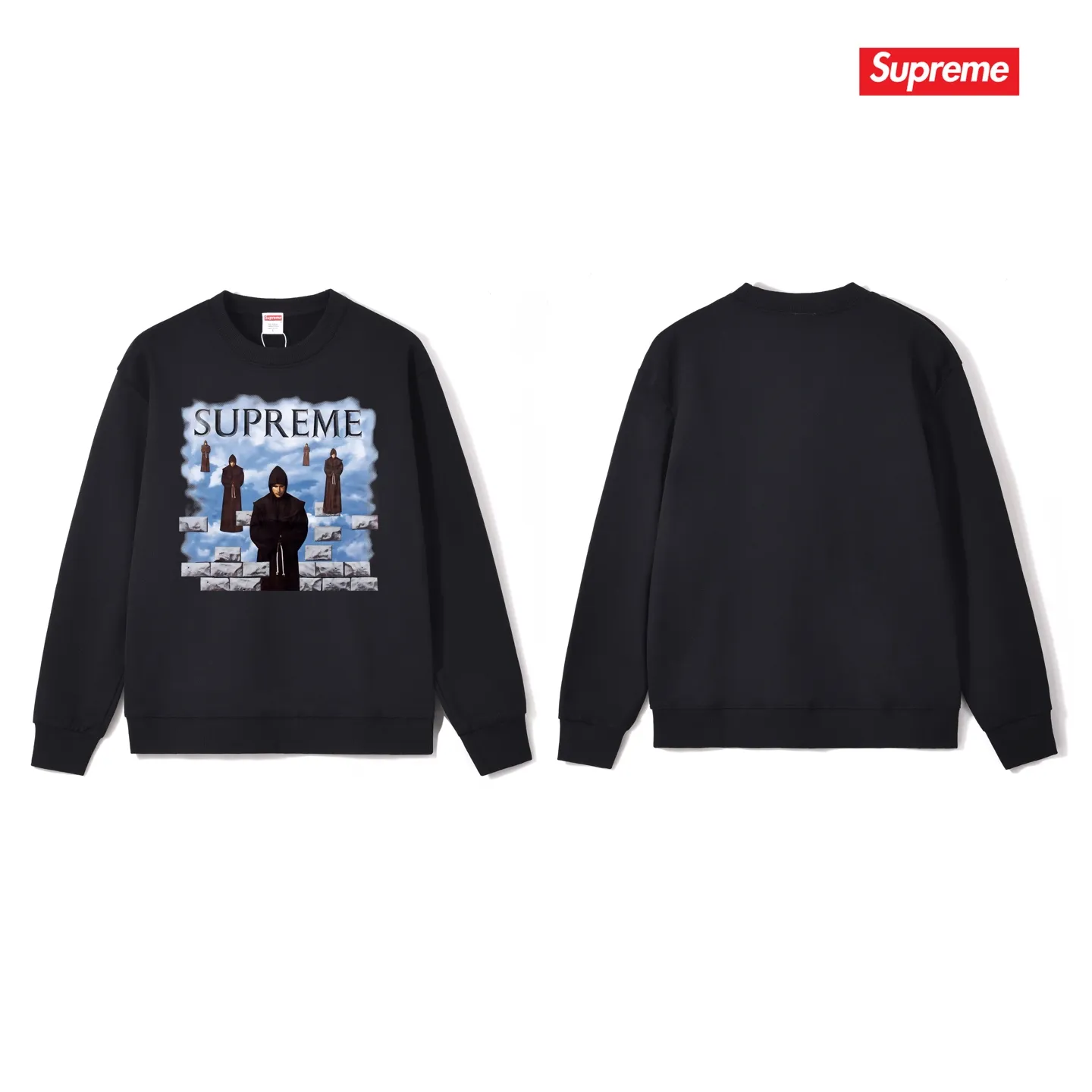 Style No. S1050 #terryp150💰 Velvet 160💰 Supreme Week 17 Bandana Box Logo Tee Cashew flower logo round neck sweatshirt Made of 400 grams of large terry (drop shoulder large version) fabric, soft texture and no pilling Imported environmentally friendly printing glue The pattern is bright and three-dimensional Quality 💥Same style for men and women The upper body is trendy Color: black white gray Size: S M L XL XXL