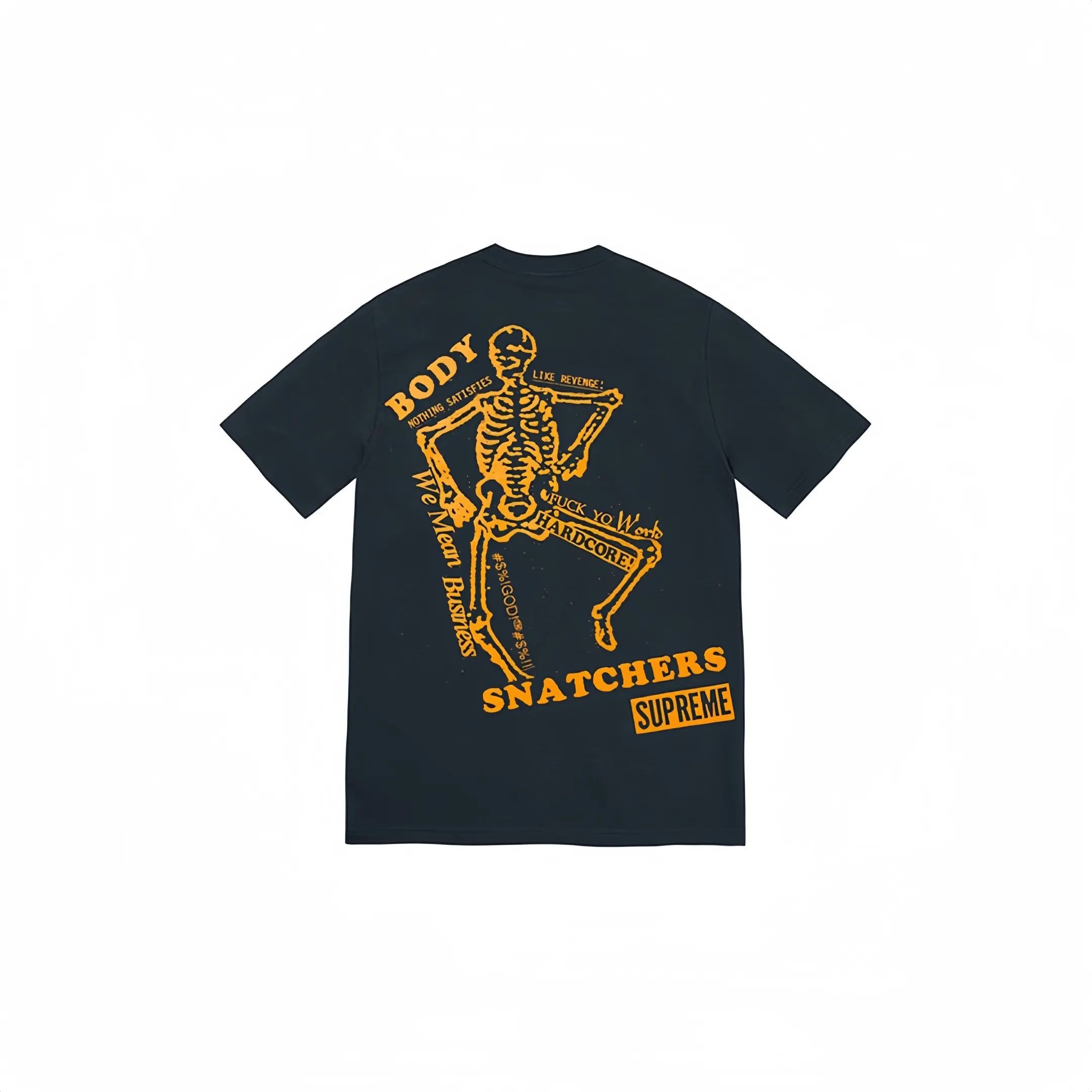 #S46 P110💰 Supreme SS23 Week9 BODY SNATCHERS TEE Classic box logo back skull printed short-sleeved T-shirt made of 260g combed cotton double yarn. From fabric to accessories, all three standards are complete and follow ZP. Imported Matsui company's slurry printing will never crack. The whole piece adopts three-needle five-thread process. The neckline-shoulder seam-sleeve seam is double-lined, which looks more three-dimensional and textured.) The same process as the original version, classic version Feel free to compare zp. The whole piece adopts three-needle five-thread craftsmanship. The neckline-shoulder seam-sleeve seam is double-threaded, which looks more three-dimensional and textured.) It has the same craftsmanship as the original original, classic version. Color: Navy Blue Black Pink White Size: S M L XL XXL
