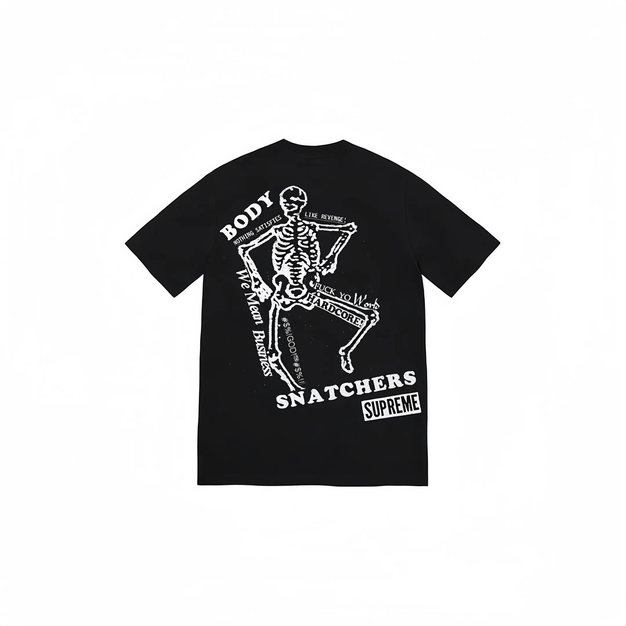 #S46 P110💰 Supreme SS23 Week9 BODY SNATCHERS TEE Classic box logo back skull printed short-sleeved T-shirt made of 260g combed cotton double yarn. From fabric to accessories, all three standards are complete and follow ZP. Imported Matsui company's slurry printing will never crack. The whole piece adopts three-needle five-thread process. The neckline-shoulder seam-sleeve seam is double-lined, which looks more three-dimensional and textured.) The same process as the original version, classic version Feel free to compare zp. The whole piece adopts three-needle five-thread craftsmanship. The neckline-shoulder seam-sleeve seam is double-threaded, which looks more three-dimensional and textured.) It has the same craftsmanship as the original original, classic version. Color: Navy Blue Black Pink White Size: S M L XL XXL