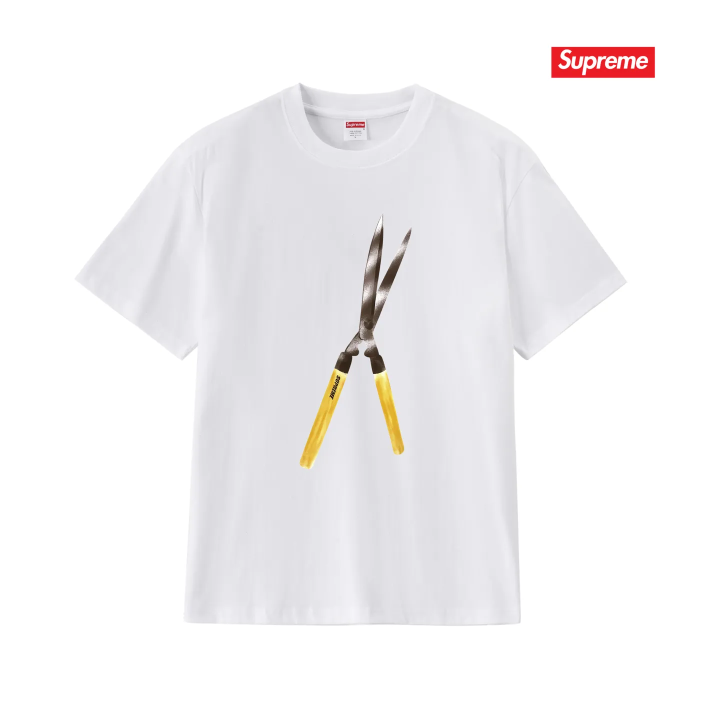 S247 P110💰 Supreme SS19 Shears Tee scissors short-sleeved American trendy T-shirt. Same style for men and women. Loose fit. Made of 260 grams of combed cotton double yarn. All three standards from fabrics to accessories are in compliance with ZP. Imported Matsui Company slurry printing will never crack. The whole piece adopts three-needle five-thread technology. The neckline-shoulder seam-sleeve seam is double-lined, which looks more three-dimensional and textured.) The same process as the original version, classic version Feel free to compare zp. The whole piece adopts three-needle five-thread craftsmanship (neckline-shoulder seam-sleeve seam double thread, which looks more three-dimensional and textured). It has the same craftsmanship as the original original, classic version. Color: black, white, light gray, pink, navy. Size: S M L XL XXL