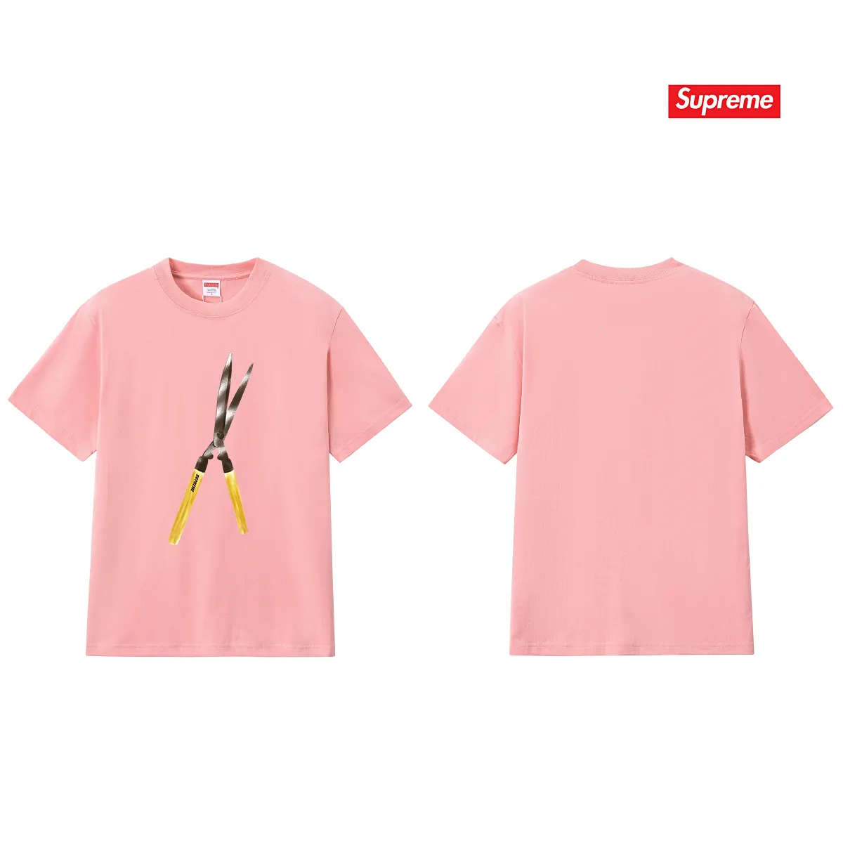 S247 P110💰 Supreme SS19 Shears Tee scissors short-sleeved American trendy T-shirt. Same style for men and women. Loose fit. Made of 260 grams of combed cotton double yarn. All three standards from fabrics to accessories are in compliance with ZP. Imported Matsui Company slurry printing will never crack. The whole piece adopts three-needle five-thread technology. The neckline-shoulder seam-sleeve seam is double-lined, which looks more three-dimensional and textured.) The same process as the original version, classic version Feel free to compare zp. The whole piece adopts three-needle five-thread craftsmanship (neckline-shoulder seam-sleeve seam double thread, which looks more three-dimensional and textured). It has the same craftsmanship as the original original, classic version. Color: black, white, light gray, pink, navy. Size: S M L XL XXL