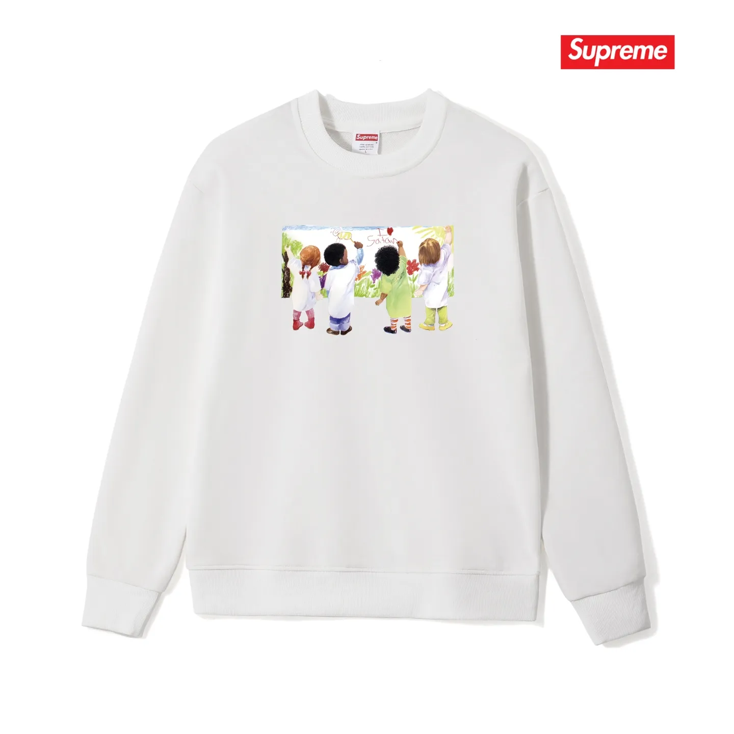 Style No. S1090 #terry p150💰 Velvet 160💰 Supreme SS19 Kids Tee Back children's graffiti round neck sweatshirt Made of 400 grams of large terry (drop shoulder large version) fabric, soft texture and no pilling Imported environmentally friendly printing glue The pattern is bright and three-dimensional Quality💥Same style for men and women The upper body is trendy Color: black white gray Size: S M L XL XXL